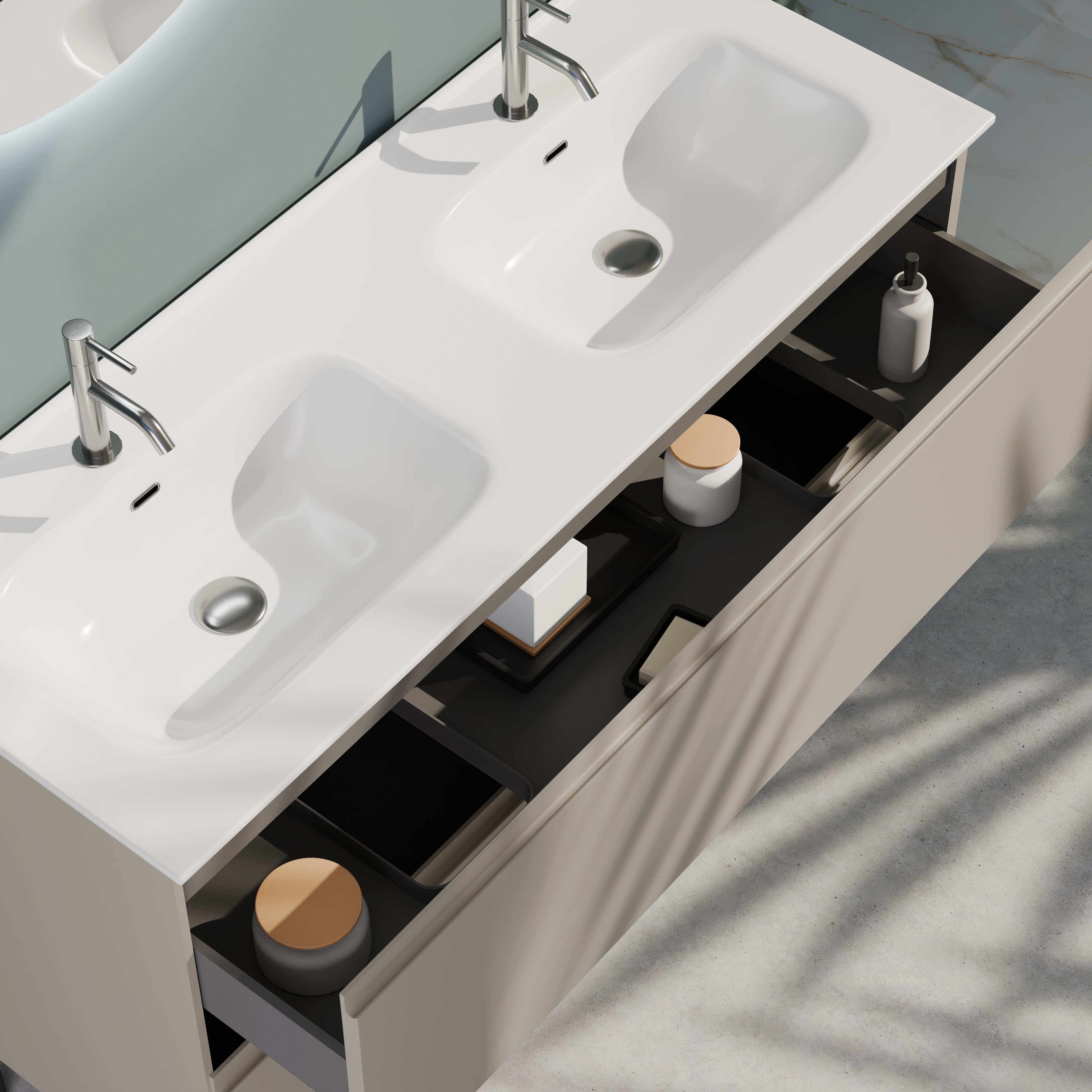 Composizione a terra doppia vasca GALILEO-76 tortora