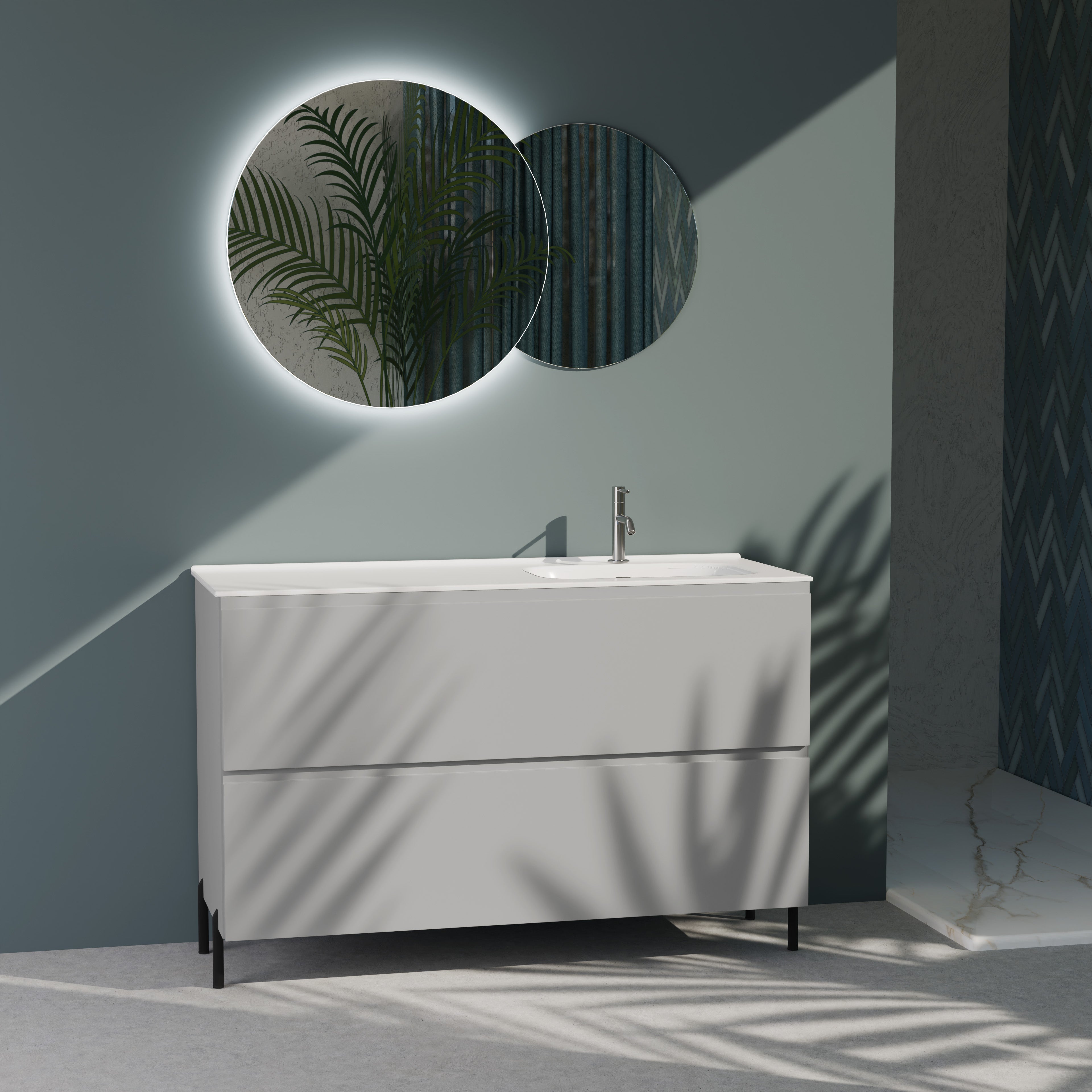 Composizione a terra vasca DX GALILEO-77 grigio opaco