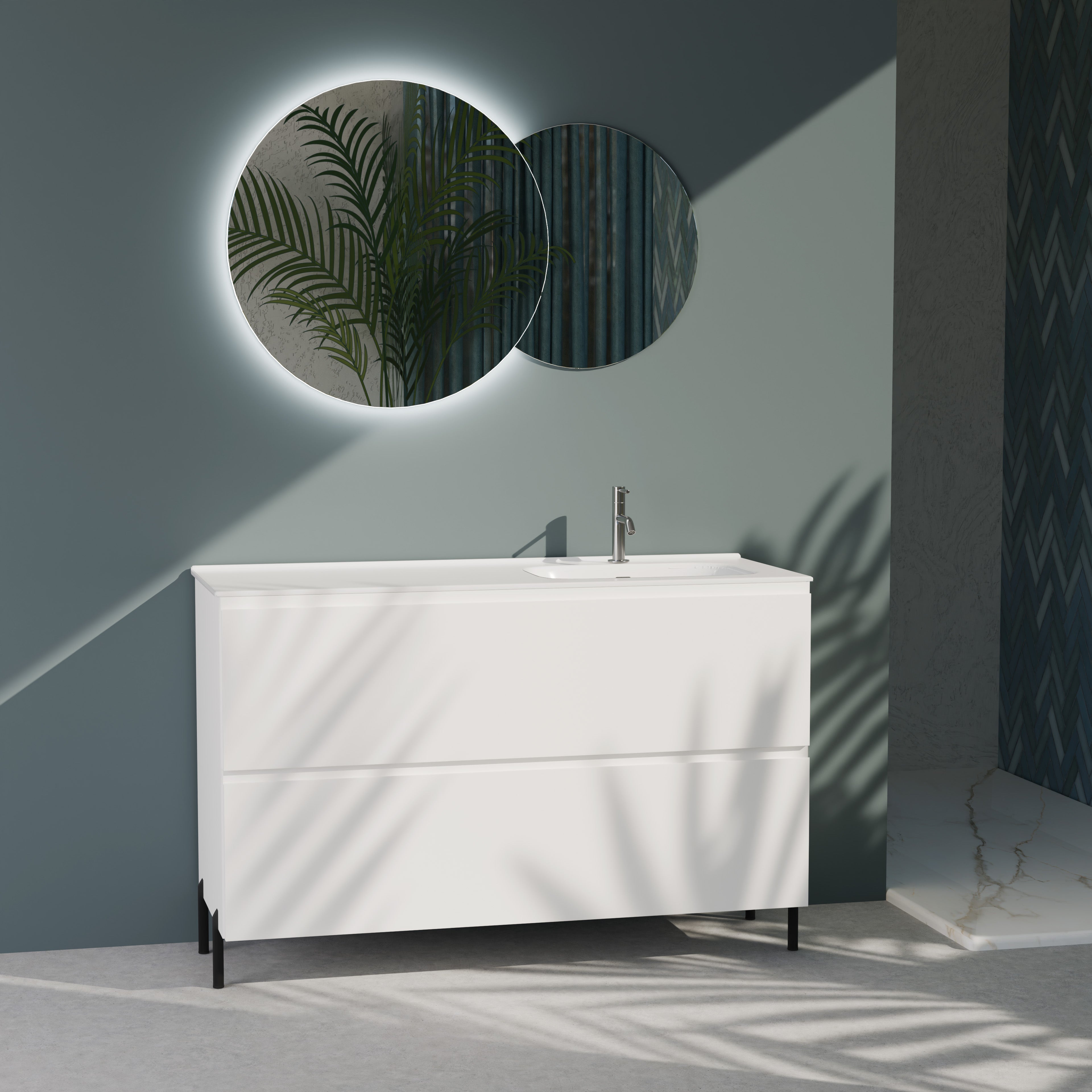 Composizione a terra vasca DX GALILEO-77 bianco opaco