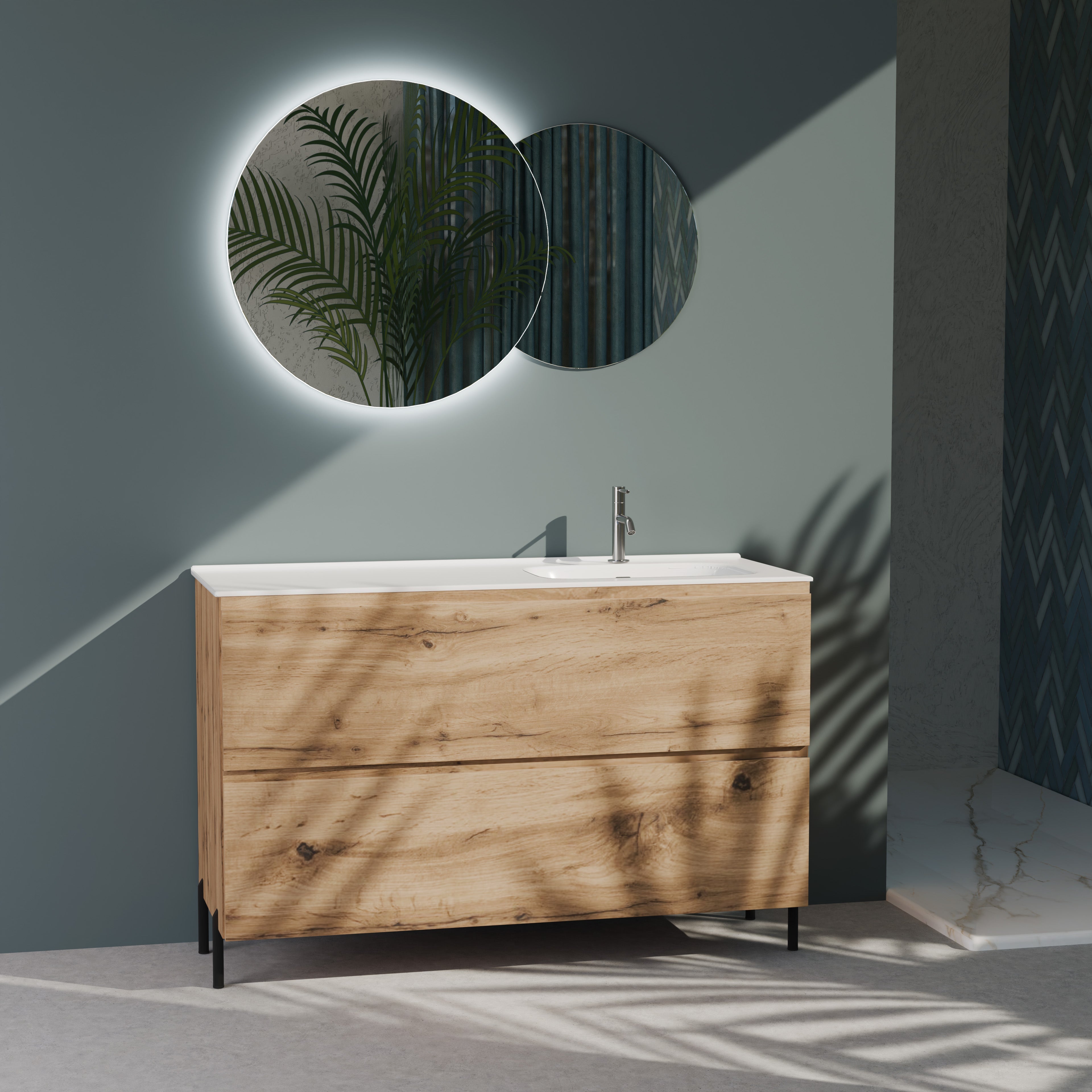 Composizione a terra vasca DX GALILEO-77 quercia