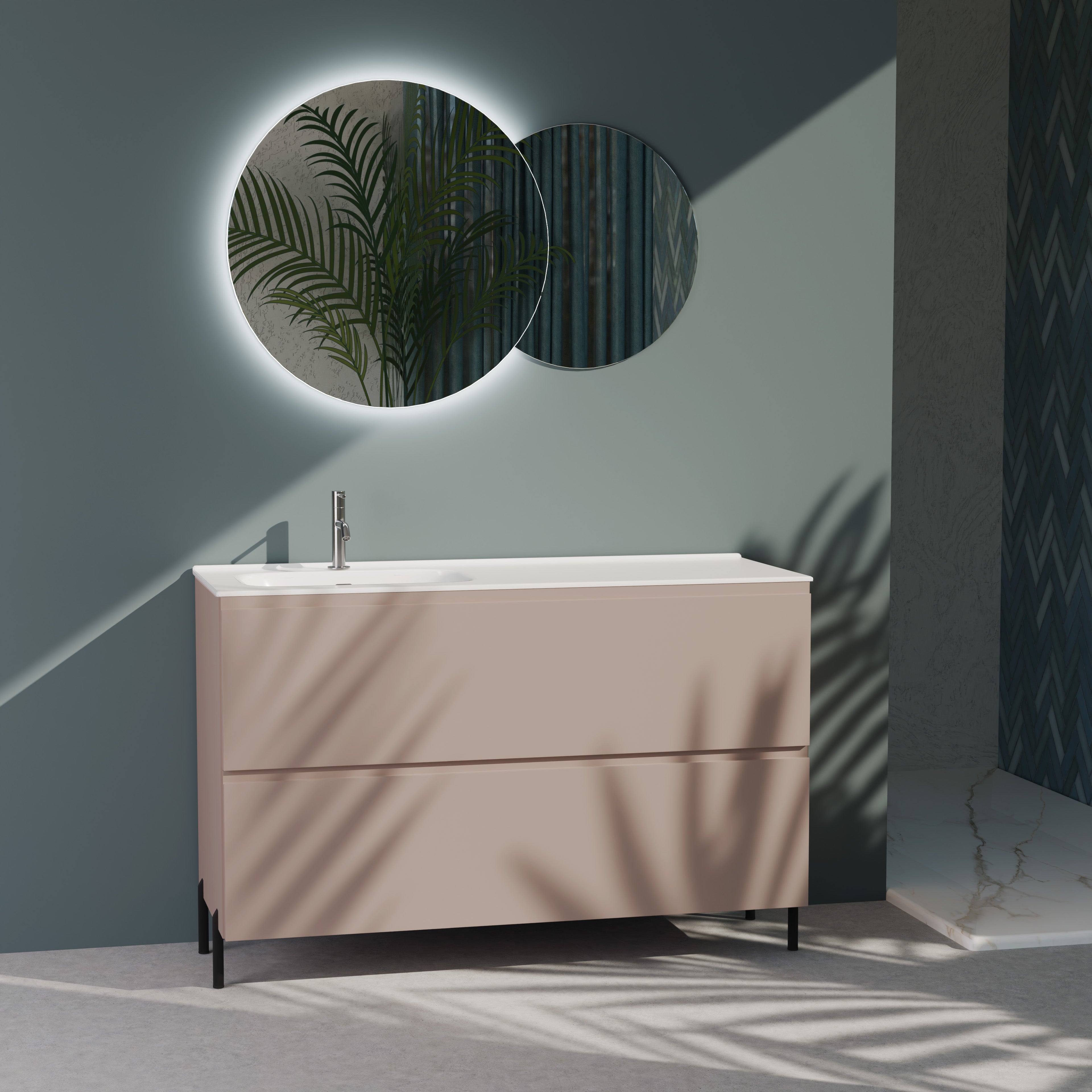 Composizione a terra vasca SX GALILEO-78 rosa cipria