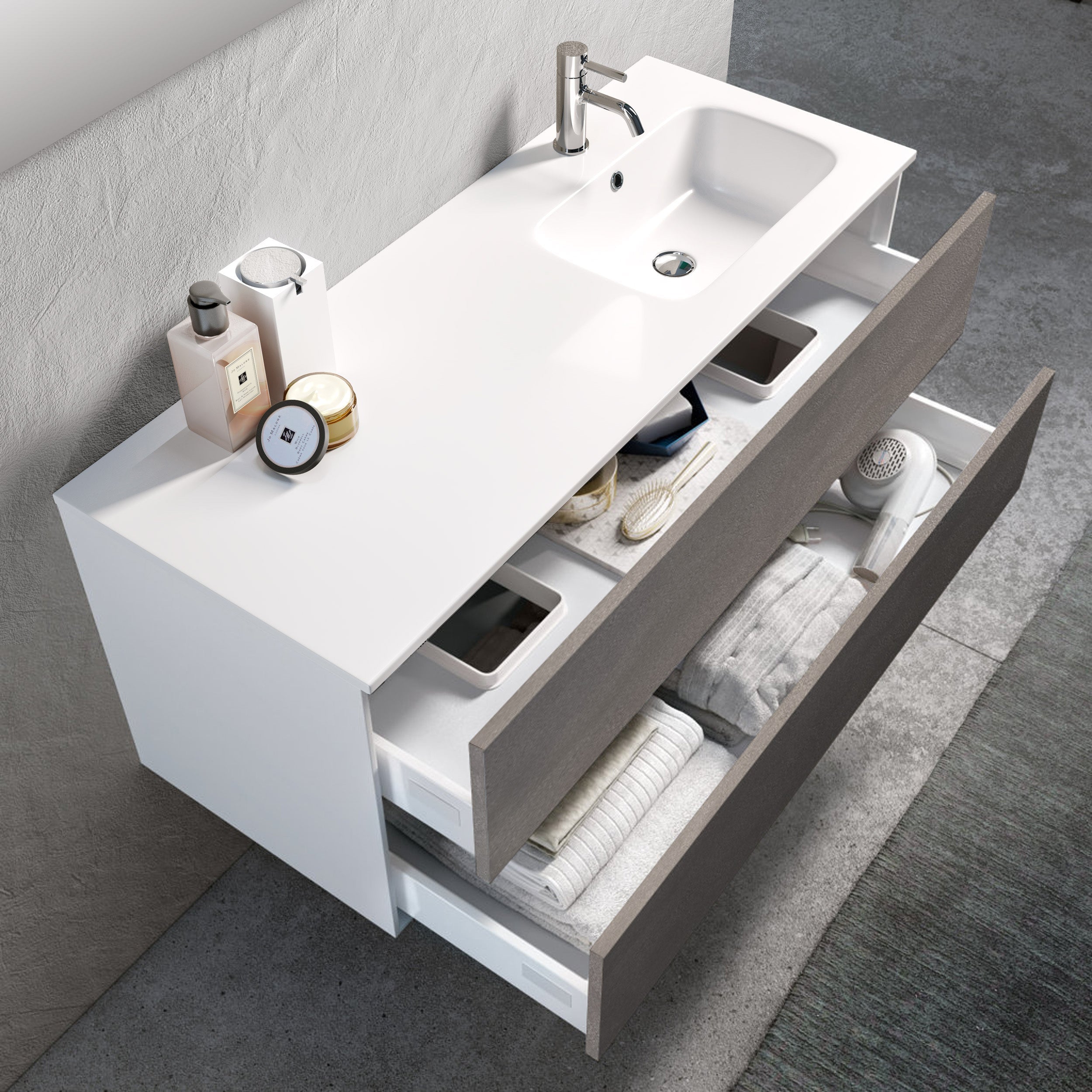 Composizione vasca DX AGO avana pietra