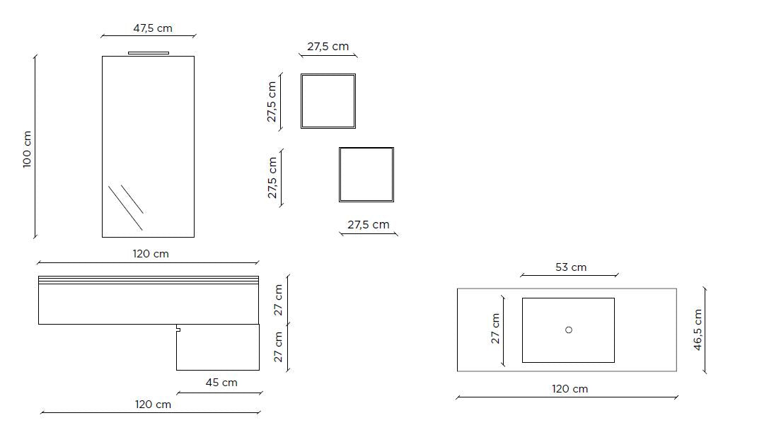 Composizione vasca SX YOKA-07 quercia/bianco