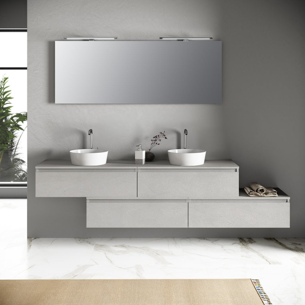 Composizione doppio lavabo YOKA-19 bianco pietra