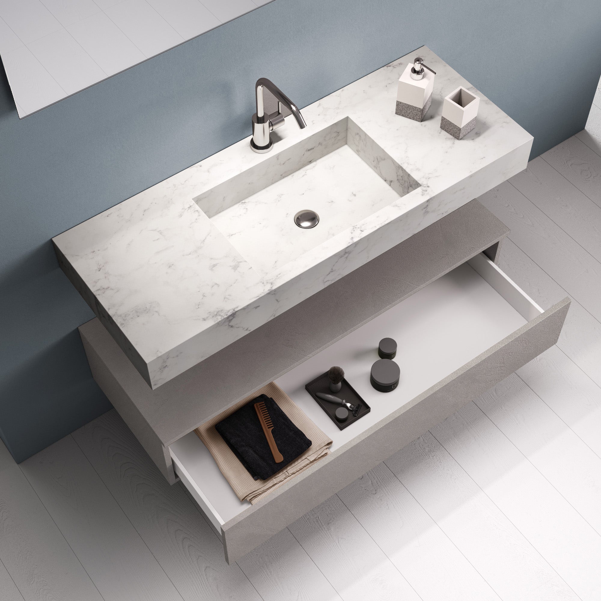 Composizione YOKA-23 marmo carrara/bianco pietra