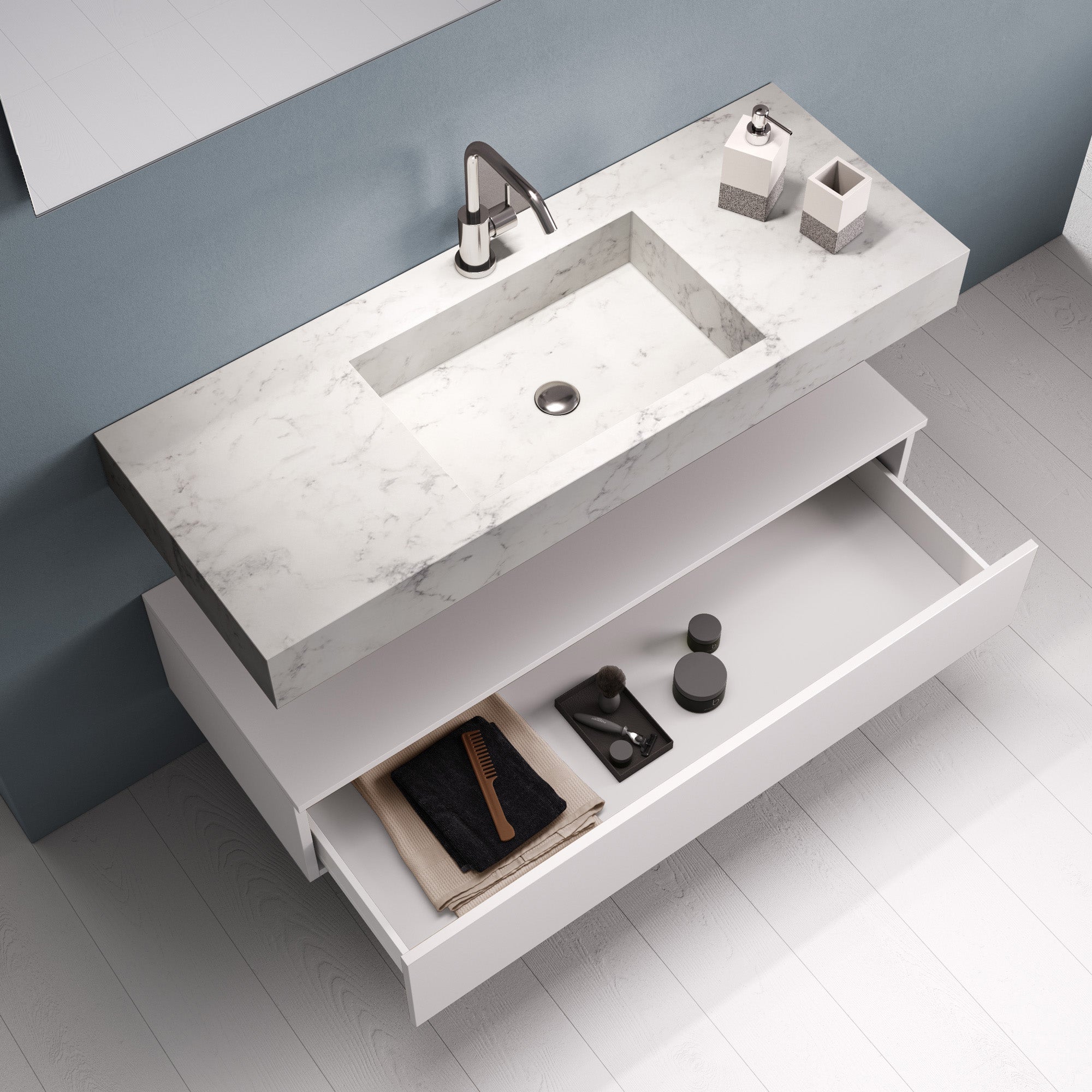 Composizione YOKA-24 marmo carrara/bianco opaco