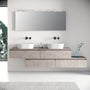 Composizione doppio lavabo 9 pezzi YOKA avana pietra