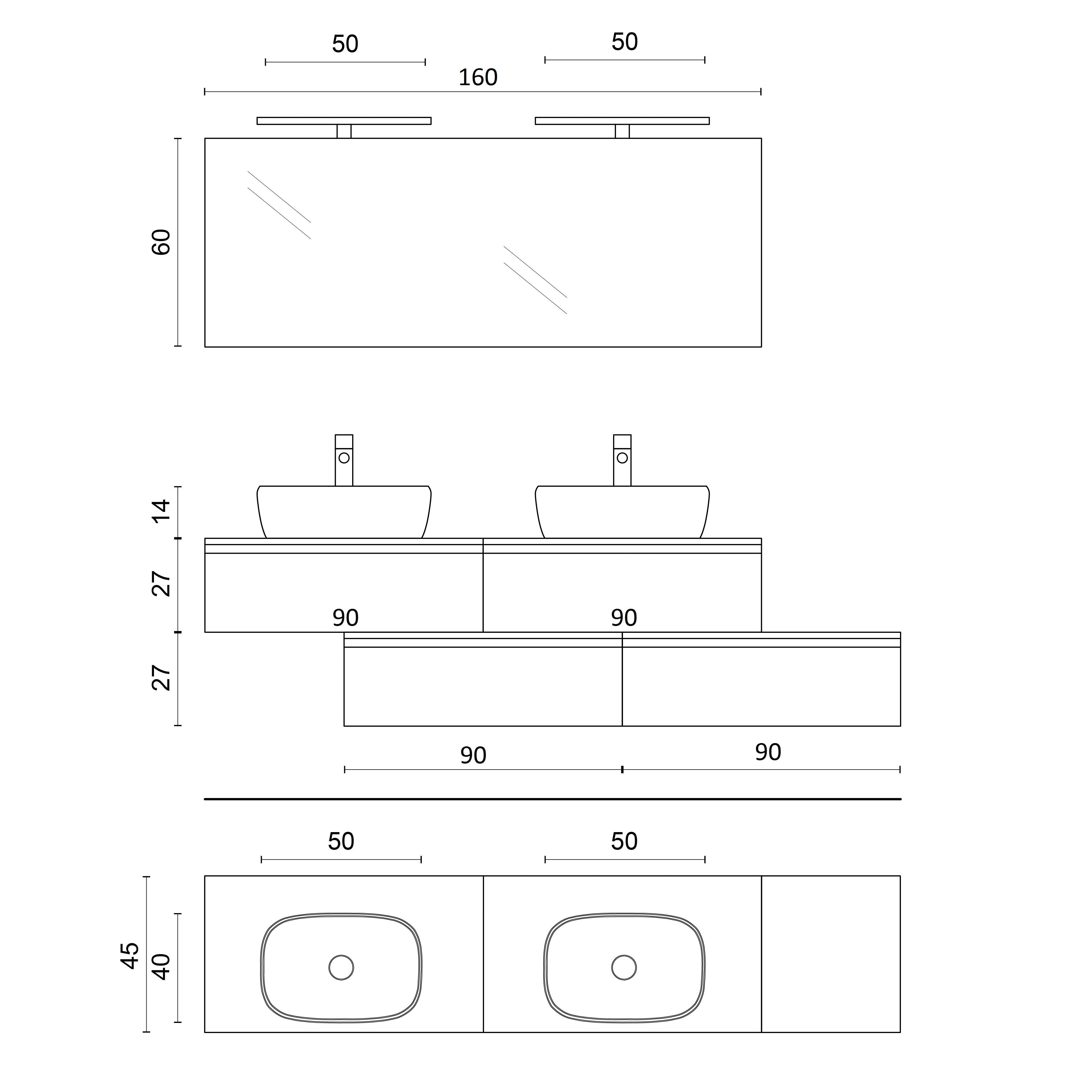 Composizione doppio lavabo 9 pezzi YOKA rovere alaska