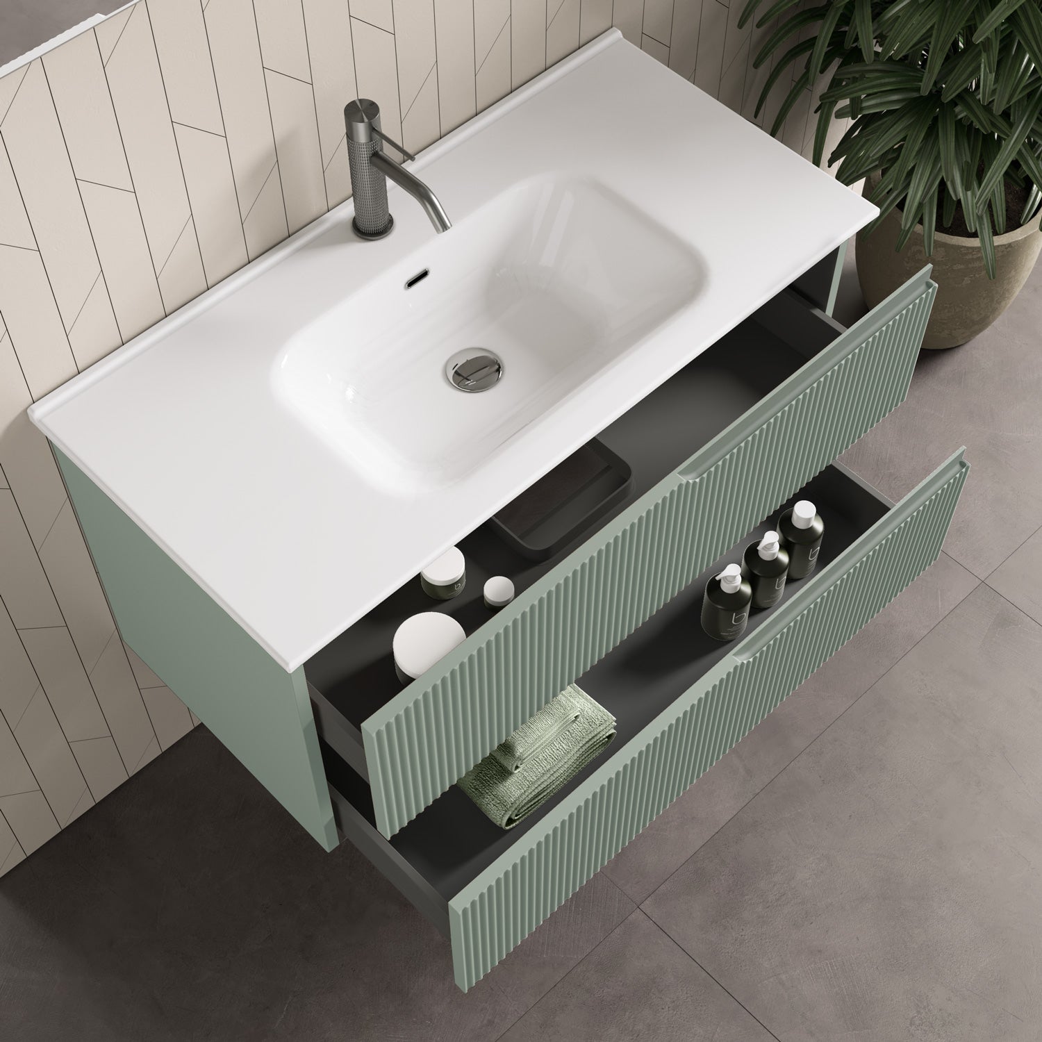Composizione 4 pezzi ZIP verde salvia 61cm - 2