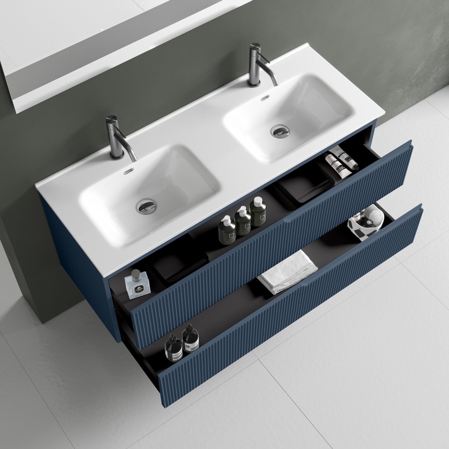 Composizione doppia vasca ZIP blu