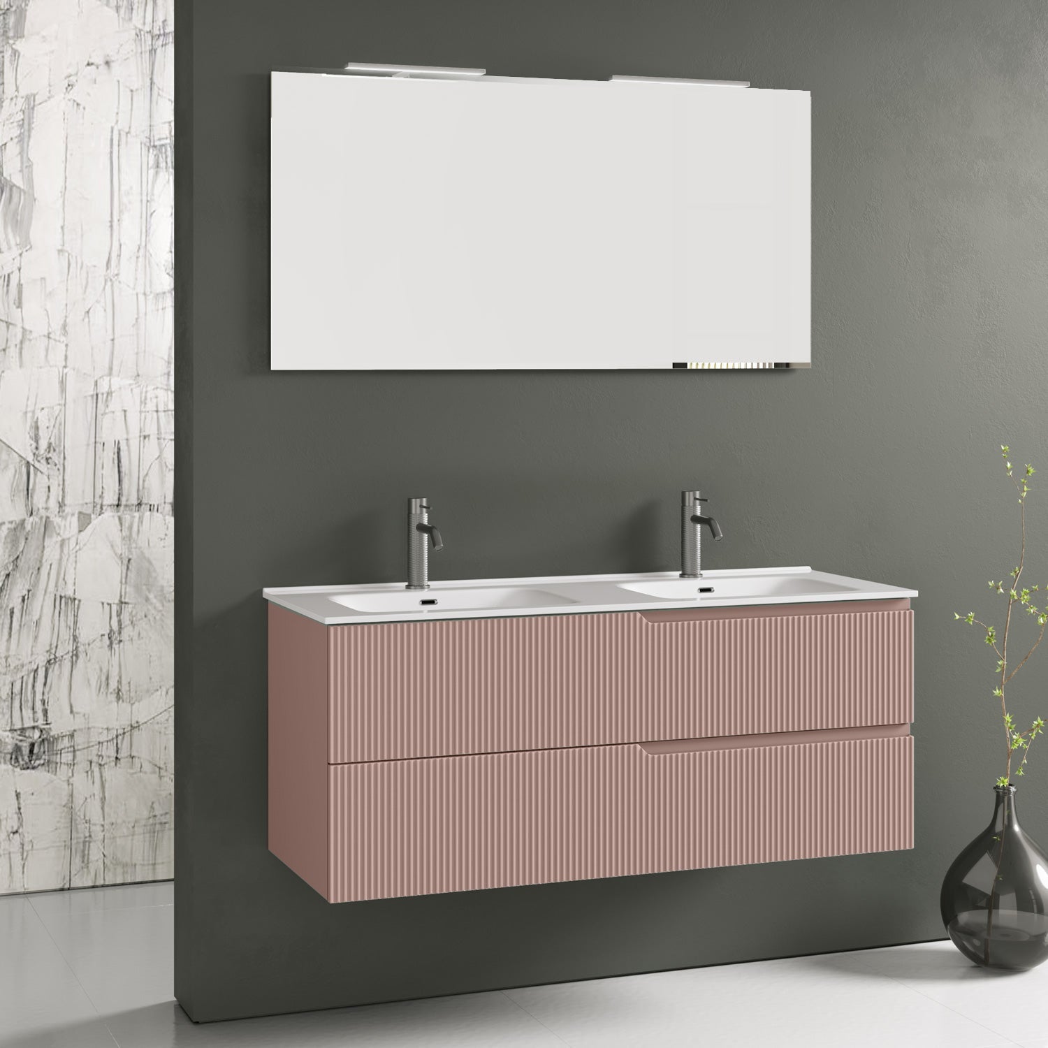 Composizione doppia vasca 5 pezzi ZIP rosa cipria