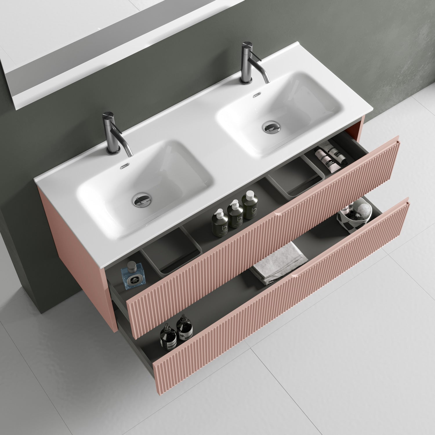Composizione doppia vasca 5 pezzi ZIP rosa cipria - 2