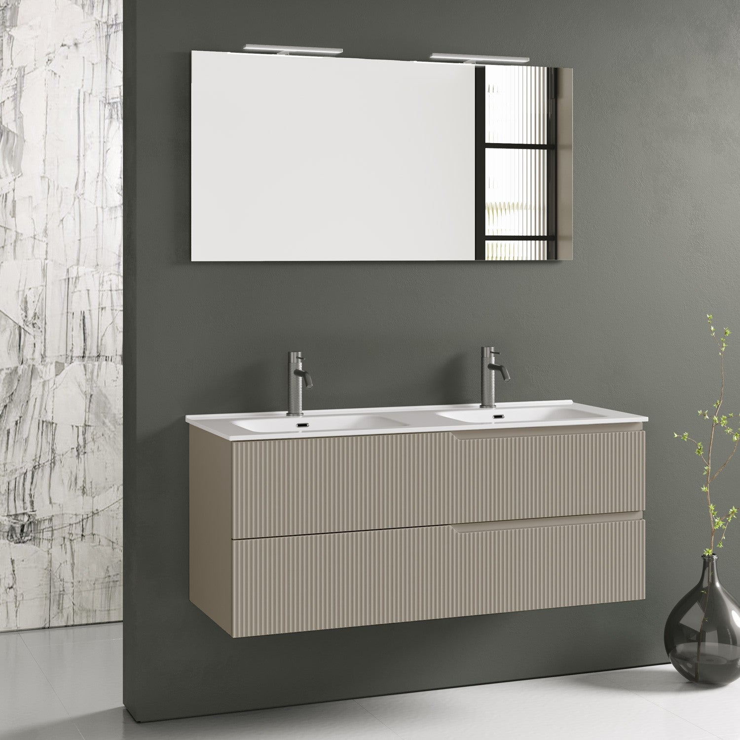 Composizione doppia vasca ZIP tortora