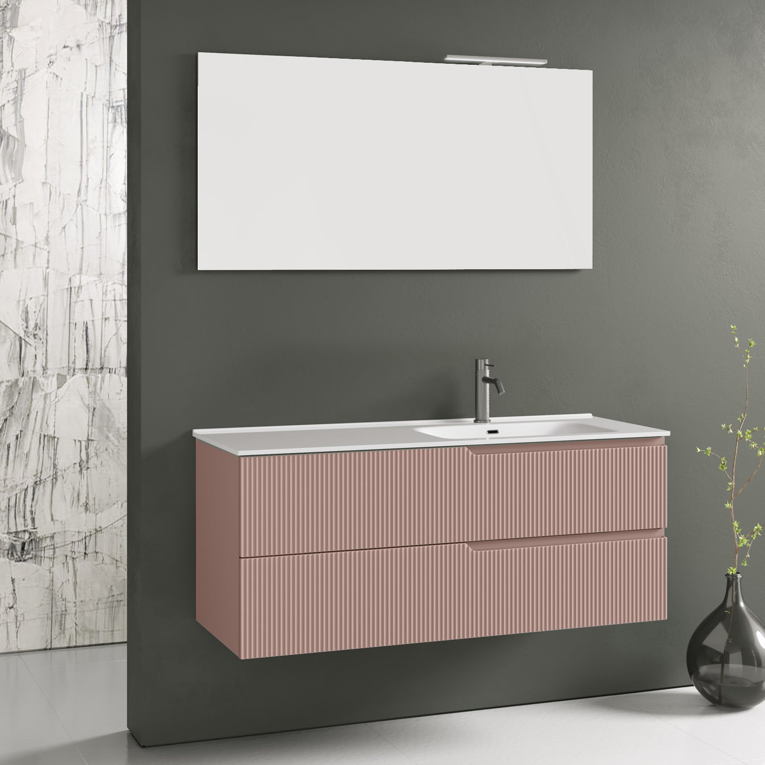 Composizione vasca DX 4 pezzi ZIP rosa cipria