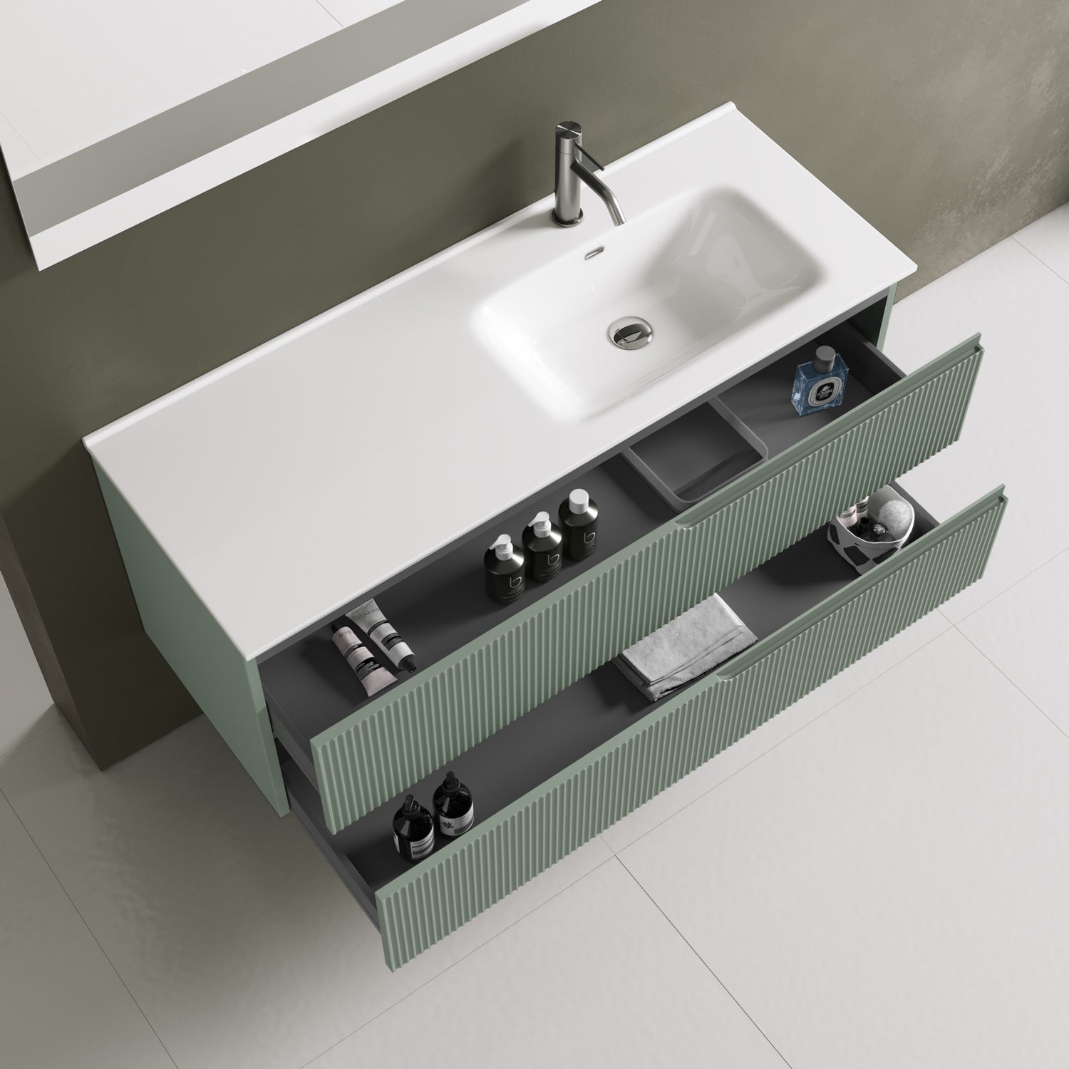 Composizione vasca DX 4 pezzi ZIP verde salvia - 2