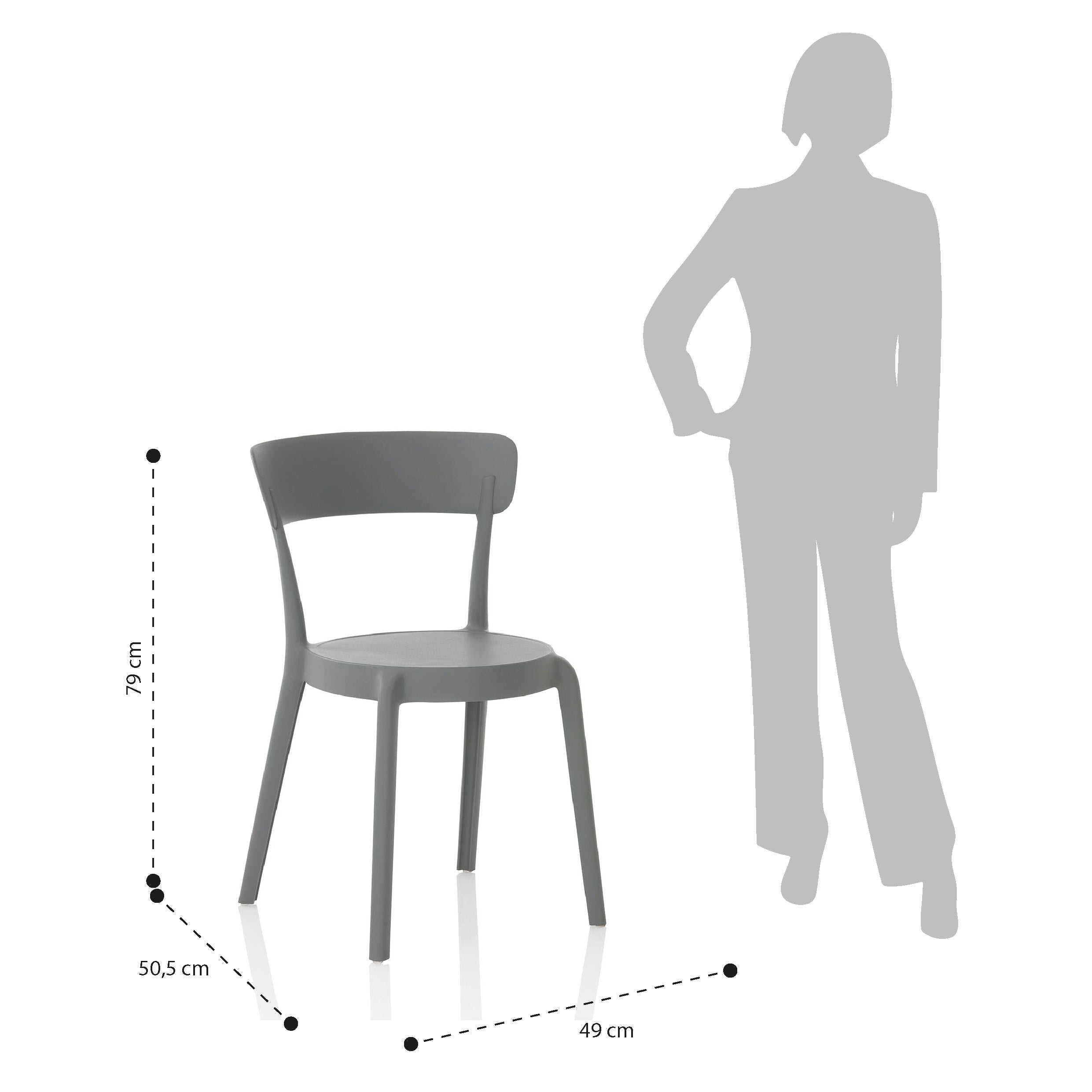 Set 4 Sedie interno/esterno MOSS grigio - 5