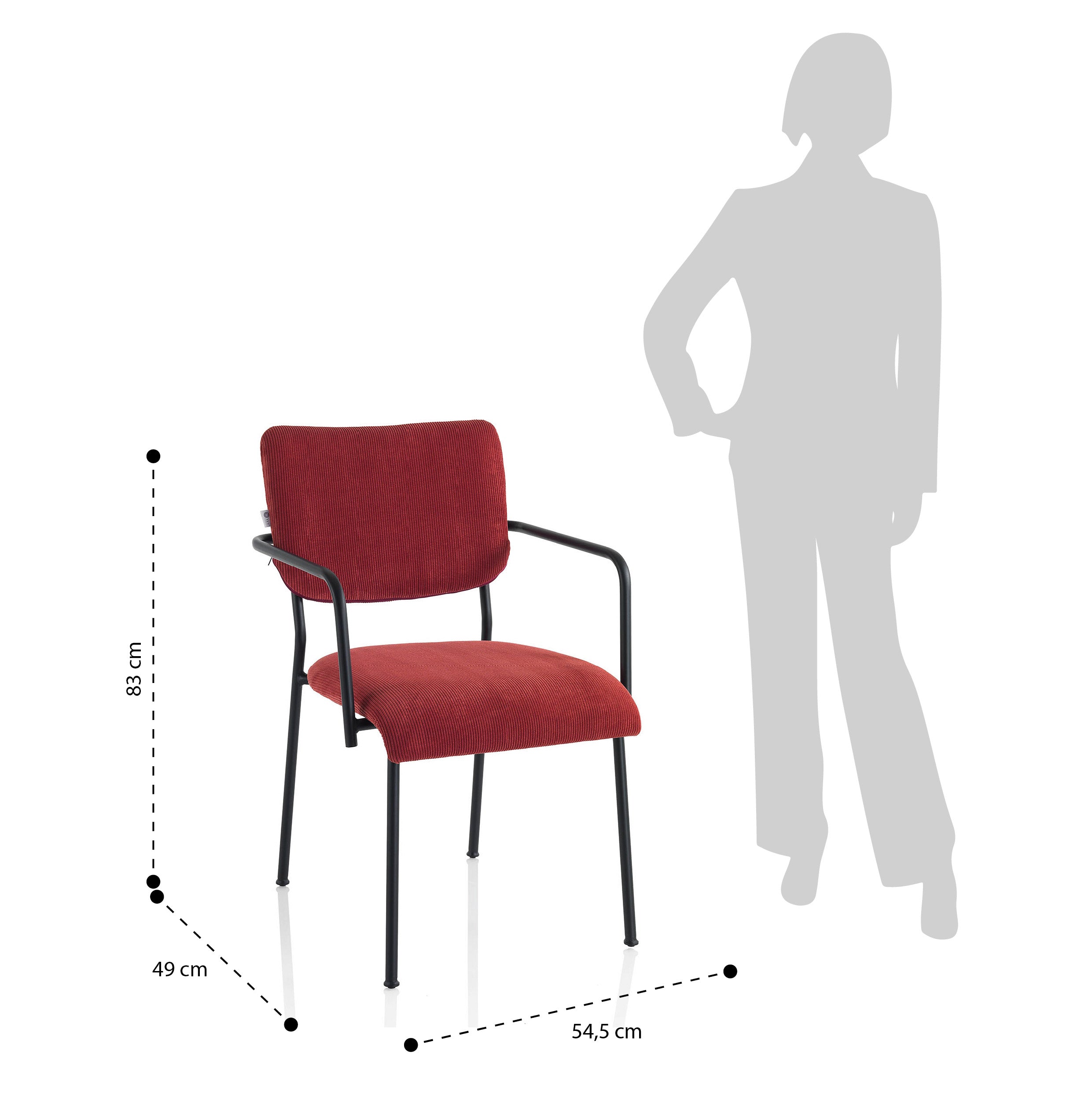 Set 2 sedie con braccioli ZOE rosso corallo - 4