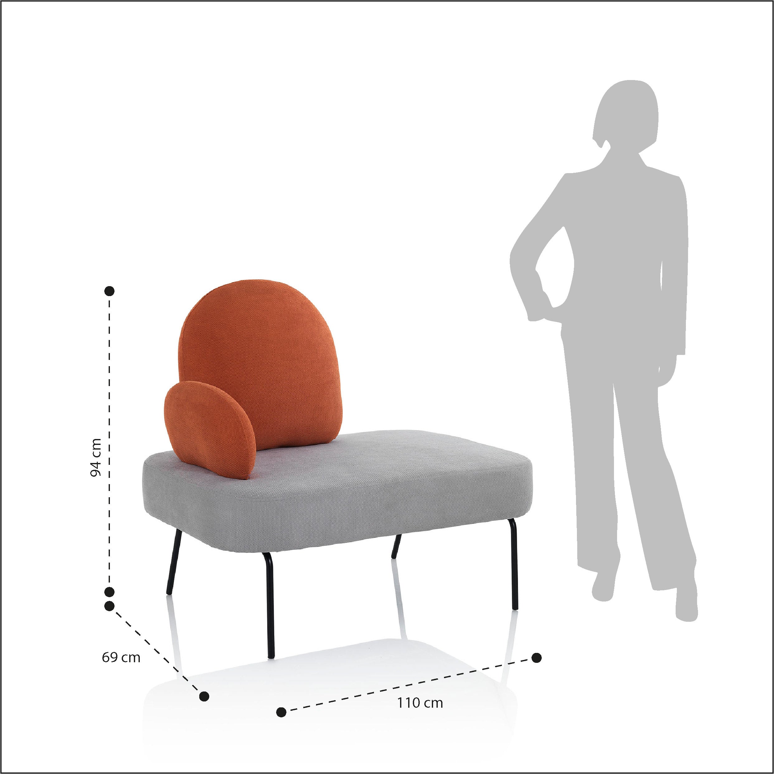 Panca CHESSY grigio/arancione - 5