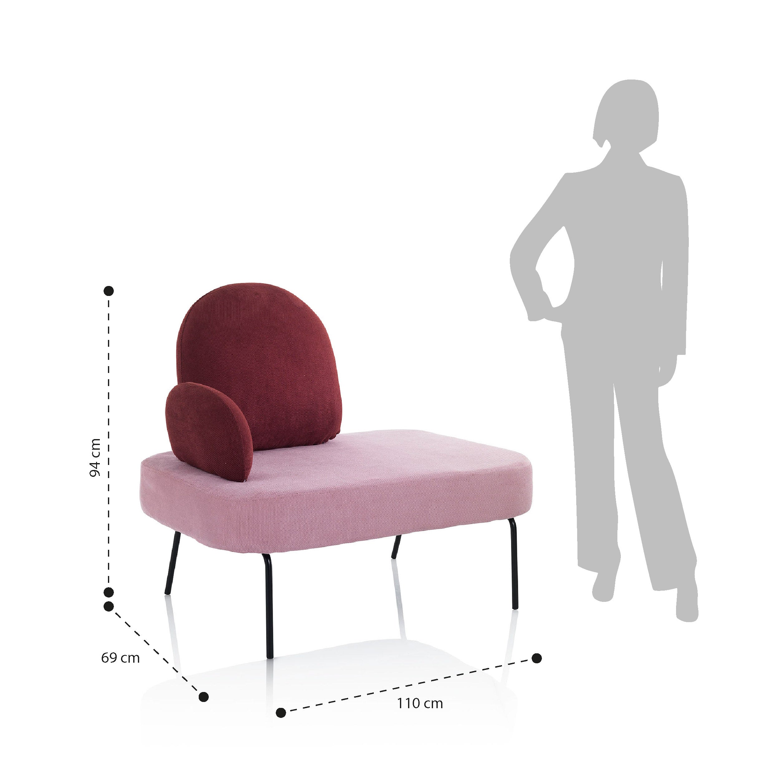 Panca CHESSY rosa/bordeaux - 5