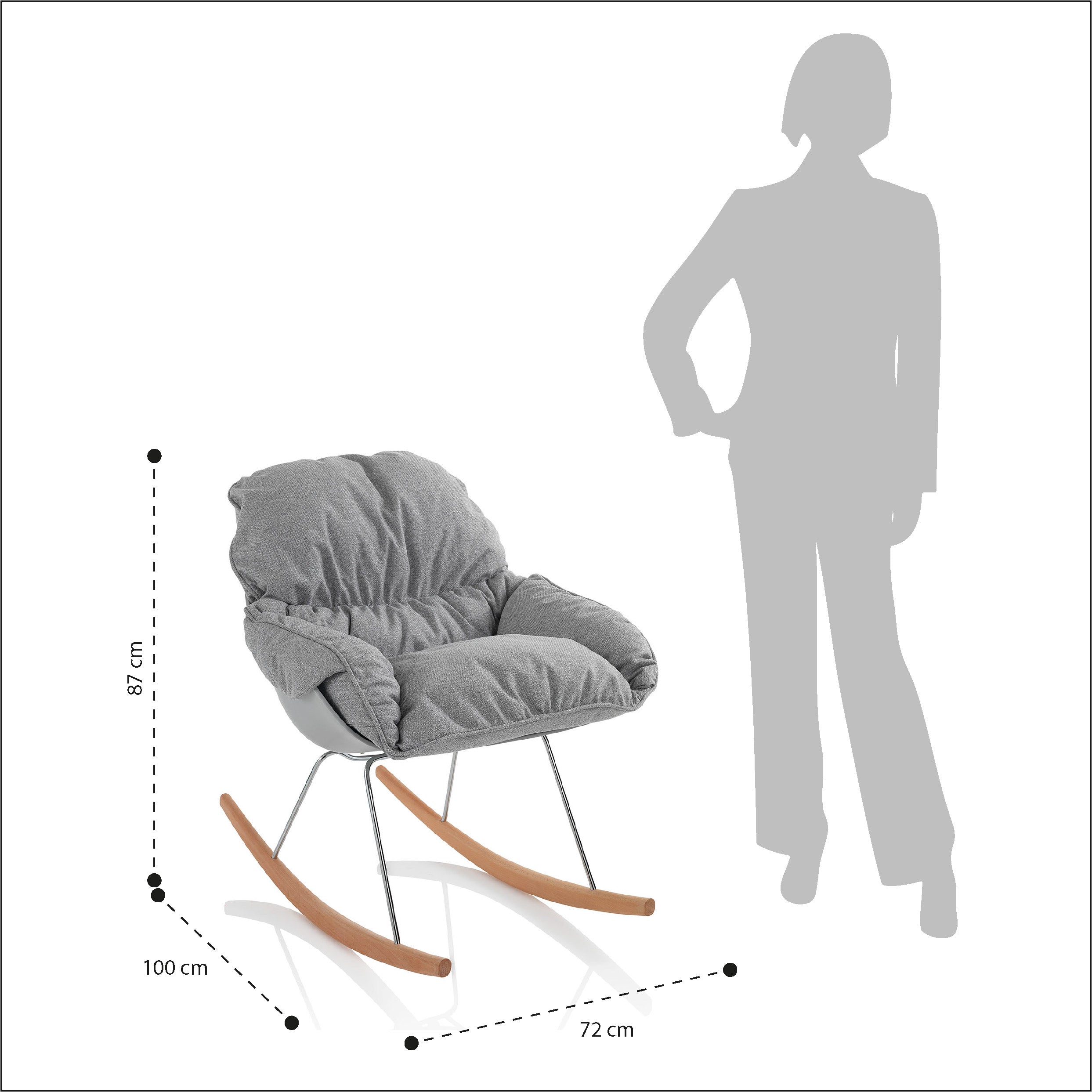 Poltrona con dondolo LEON grigio - 6