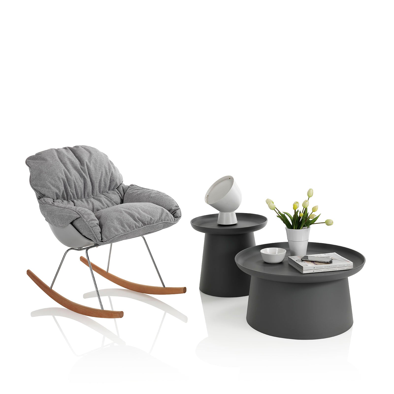 Poltrona con dondolo LEON grigio - 5