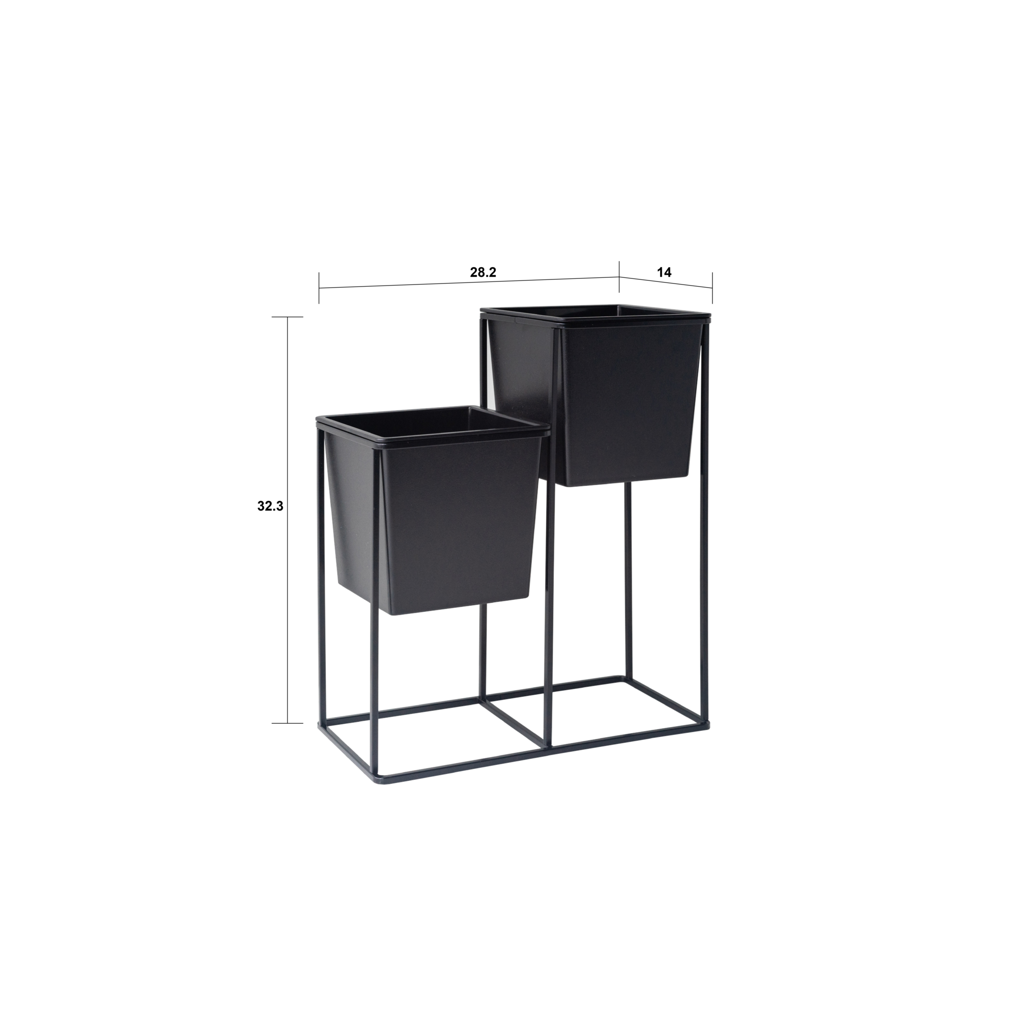 Supporto per pianta doppio HUA nero - 3