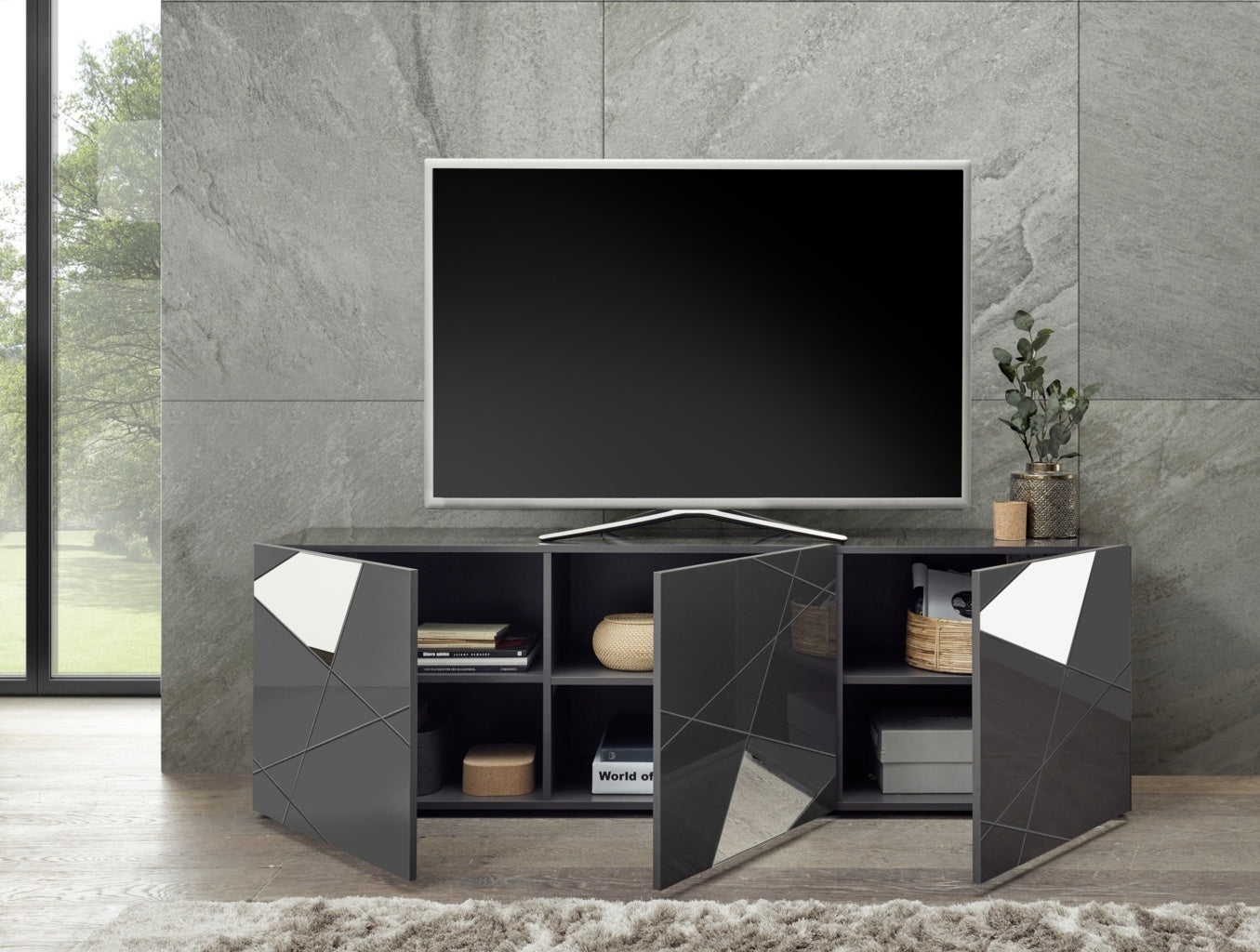 Porta TV GRIMILDE grigio - 2