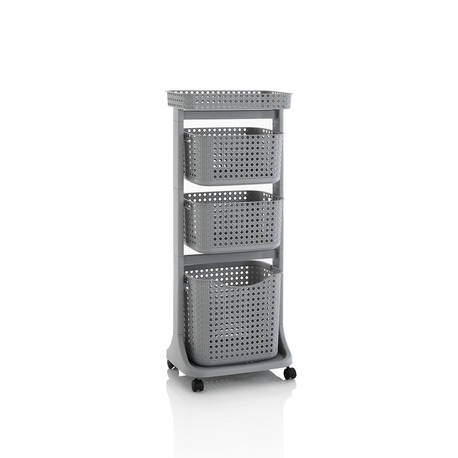 Carrello lavanderia 3 cesti HUY grigio