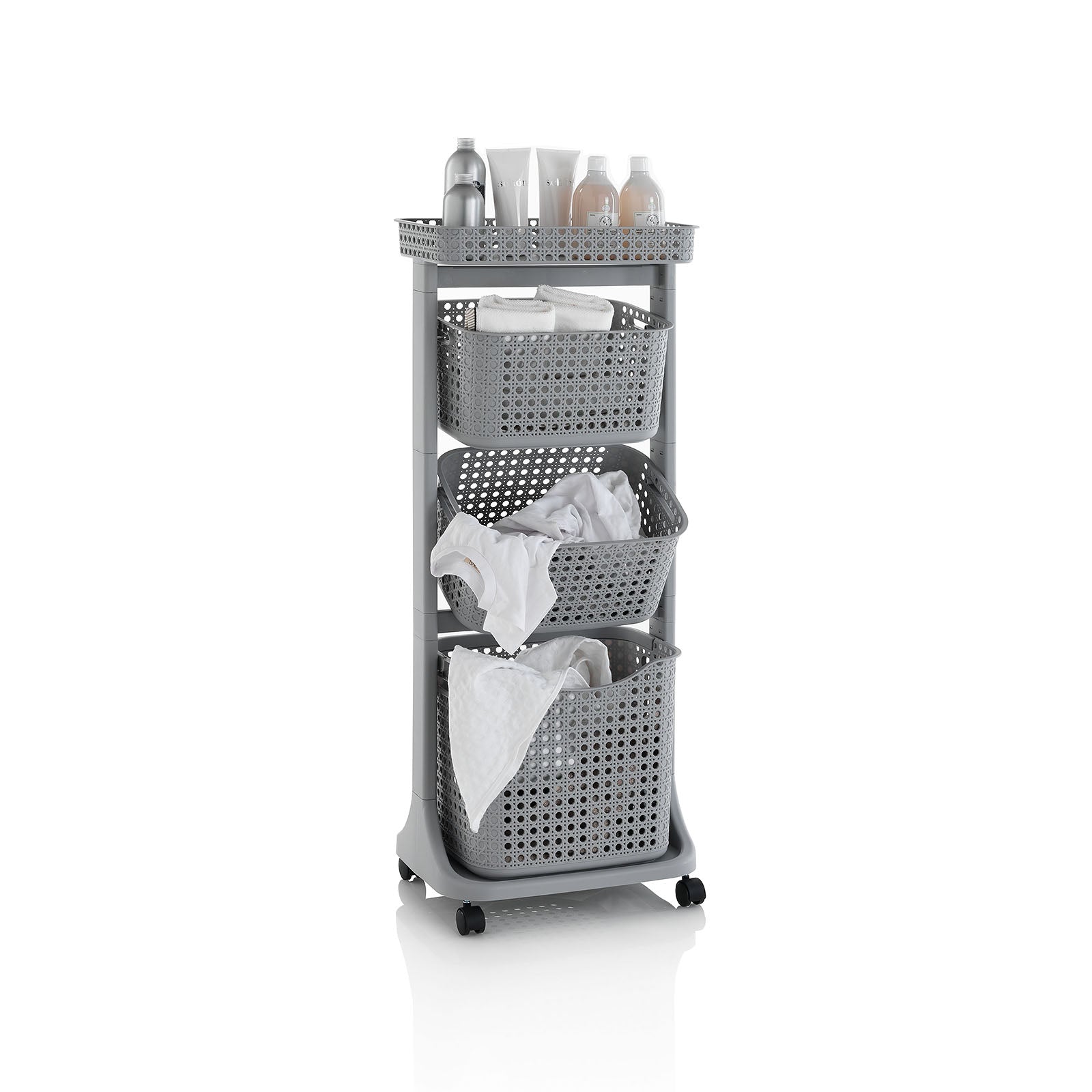 Carrello lavanderia 3 cesti HUY grigio - 2