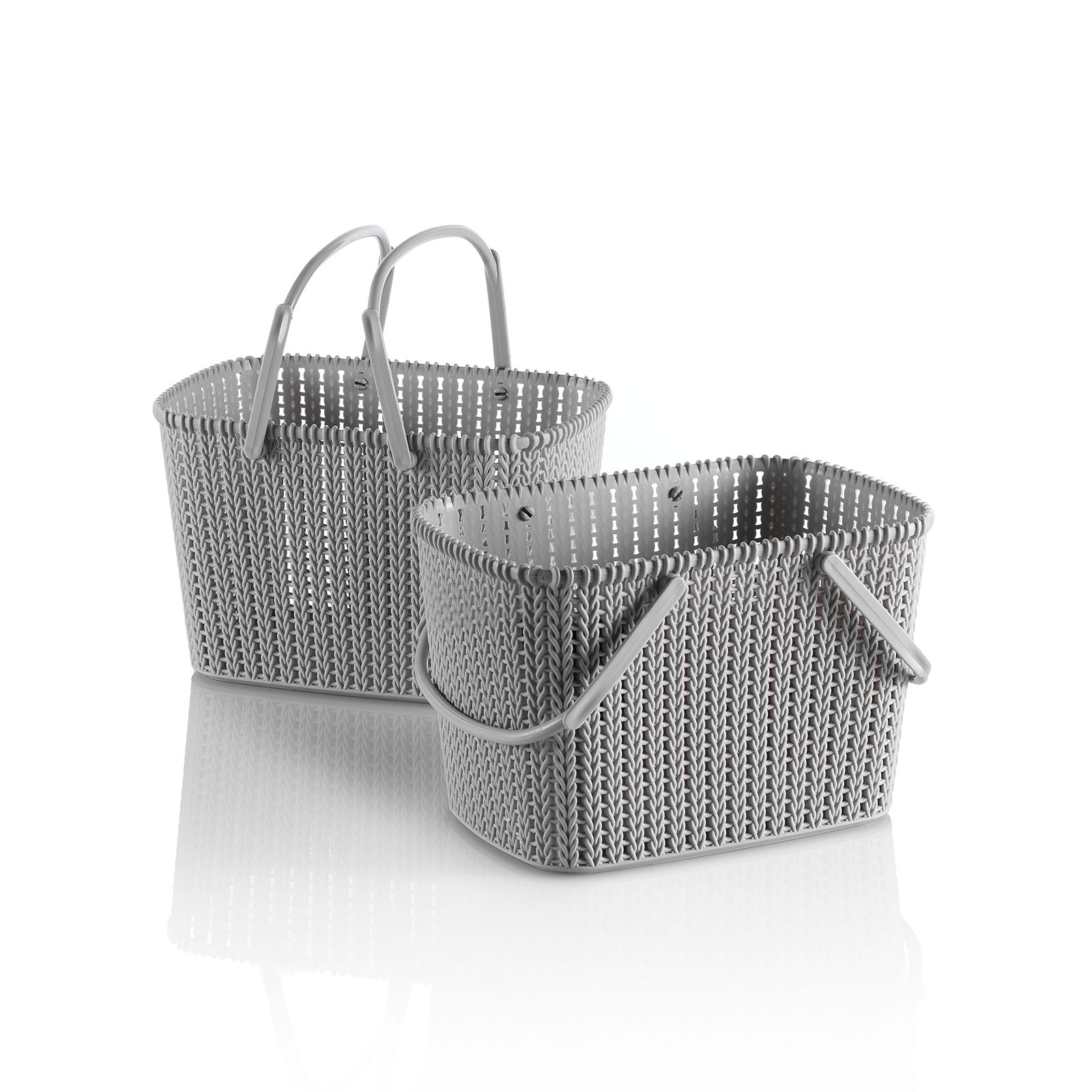 Set 2 cestini portaoggetti con manico MARL grigio