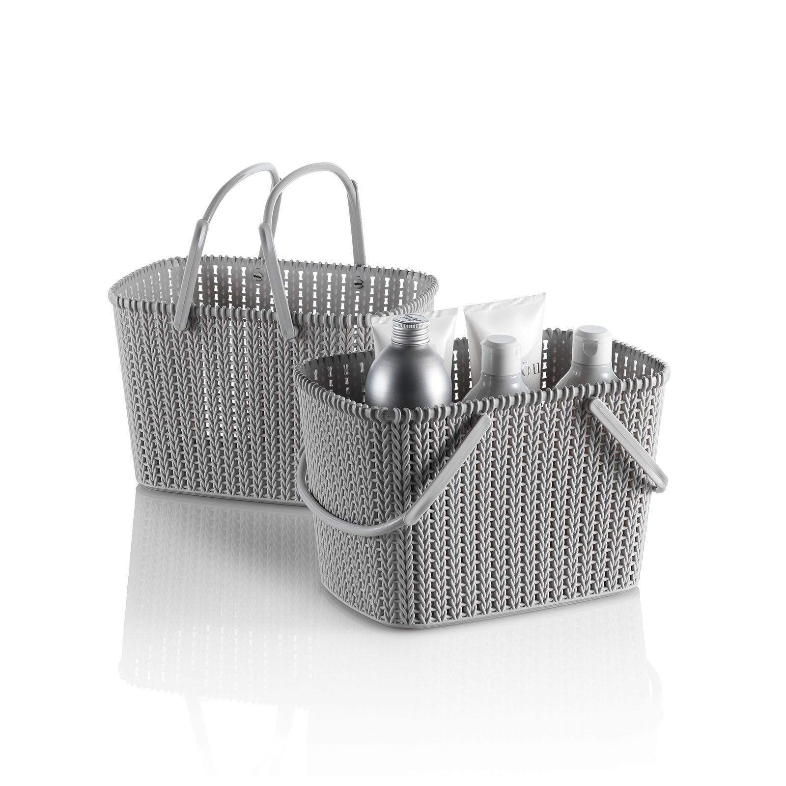 Set 2 cestini portaoggetti con manico MARL grigio - 2