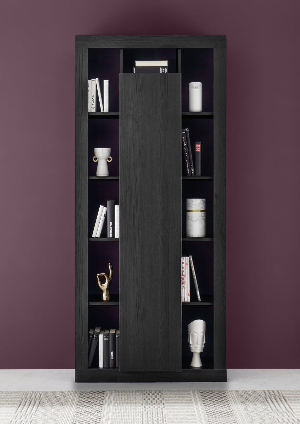 Credenza/Libreria 1 anta TIAKI nero frassino 90cm
