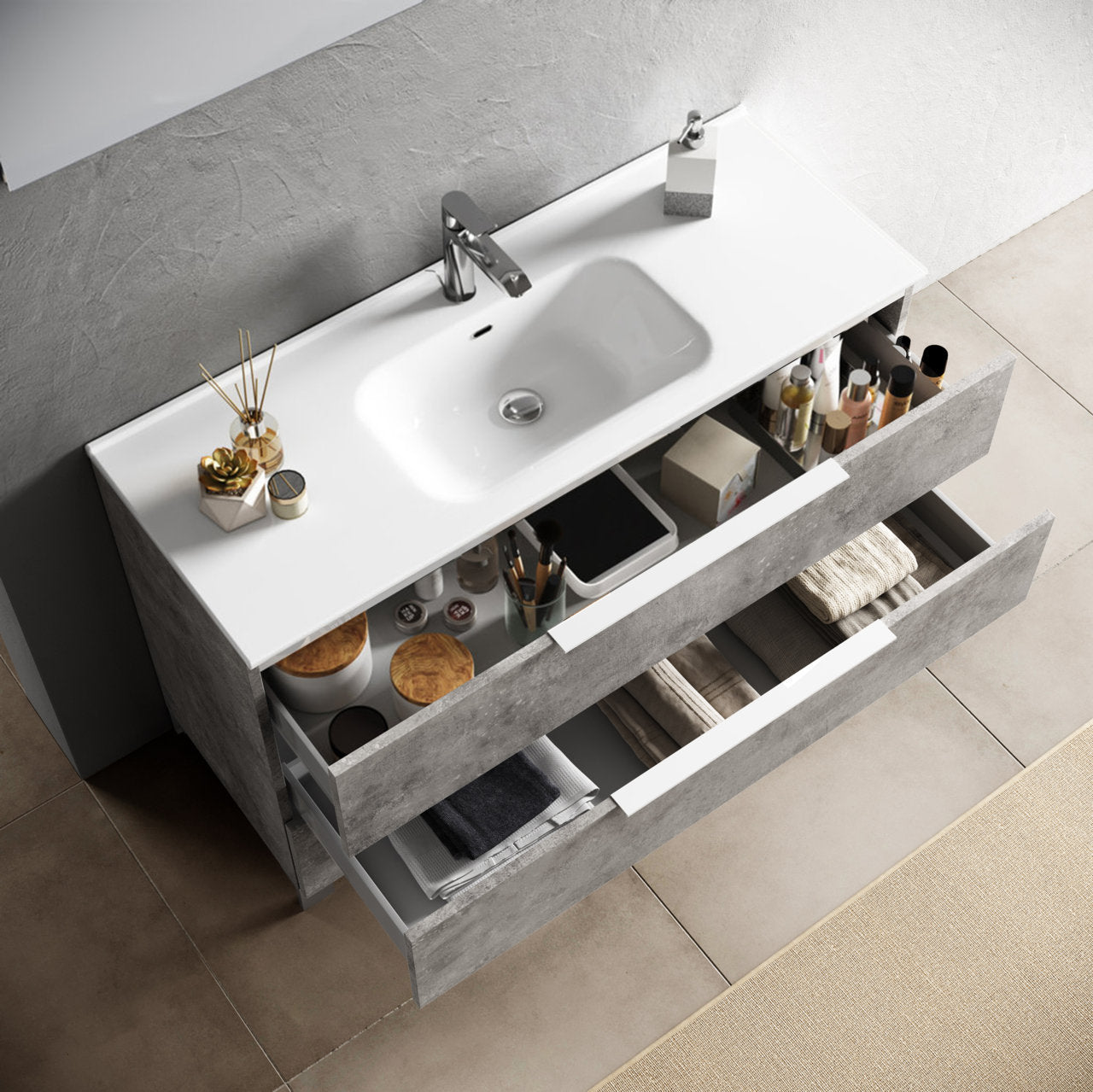 Composizione 4 pezzi MALMO cemento 90 cm - 2