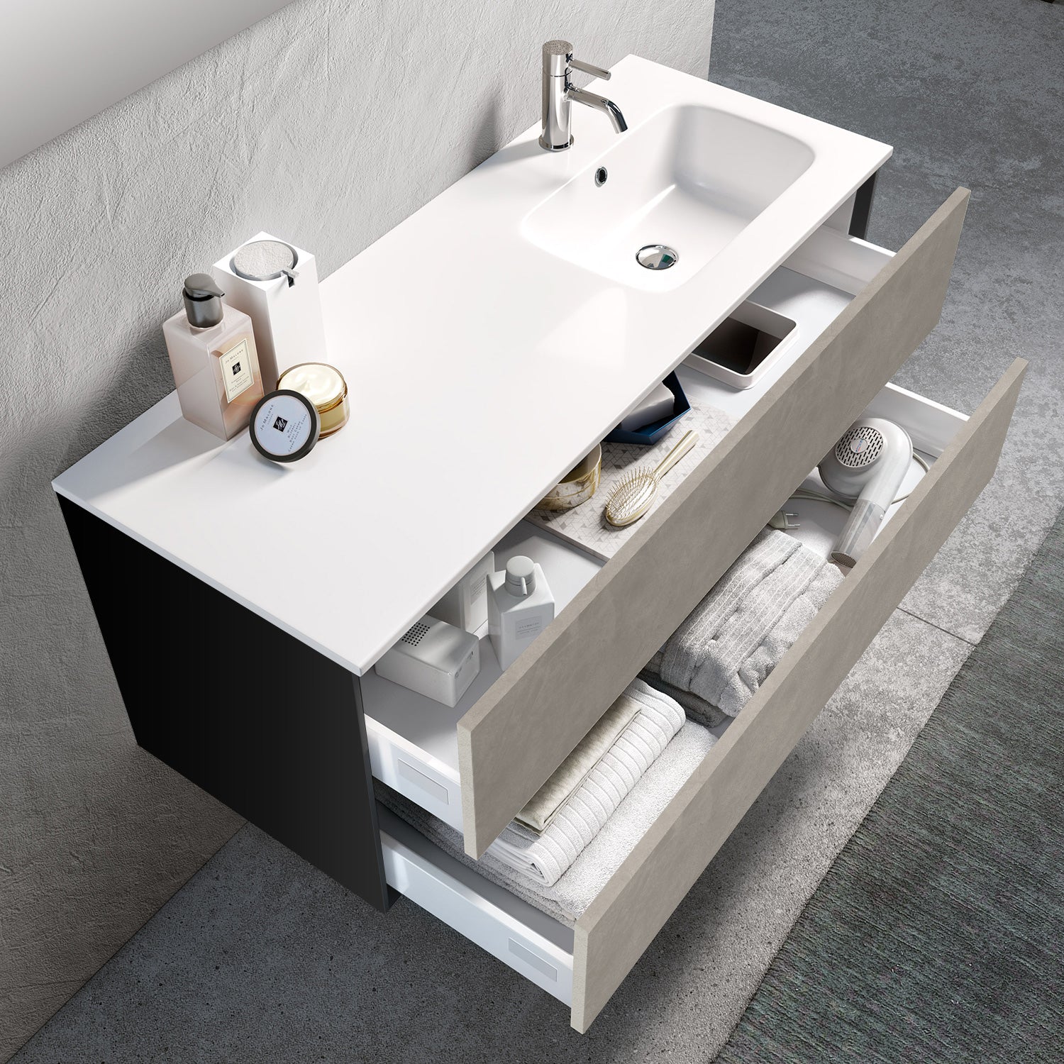 Composizione vasca DX 4 pezzi AGO avana pietra - 2