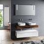 Composizione doppio lavabo 7 pezzi YOKA  noce/bianco