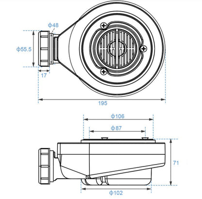 Piletta/sifone per piatto doccia SUIT