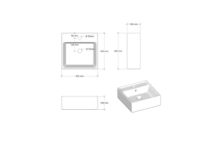 ATHENE 41 x 41 countertop washbasin