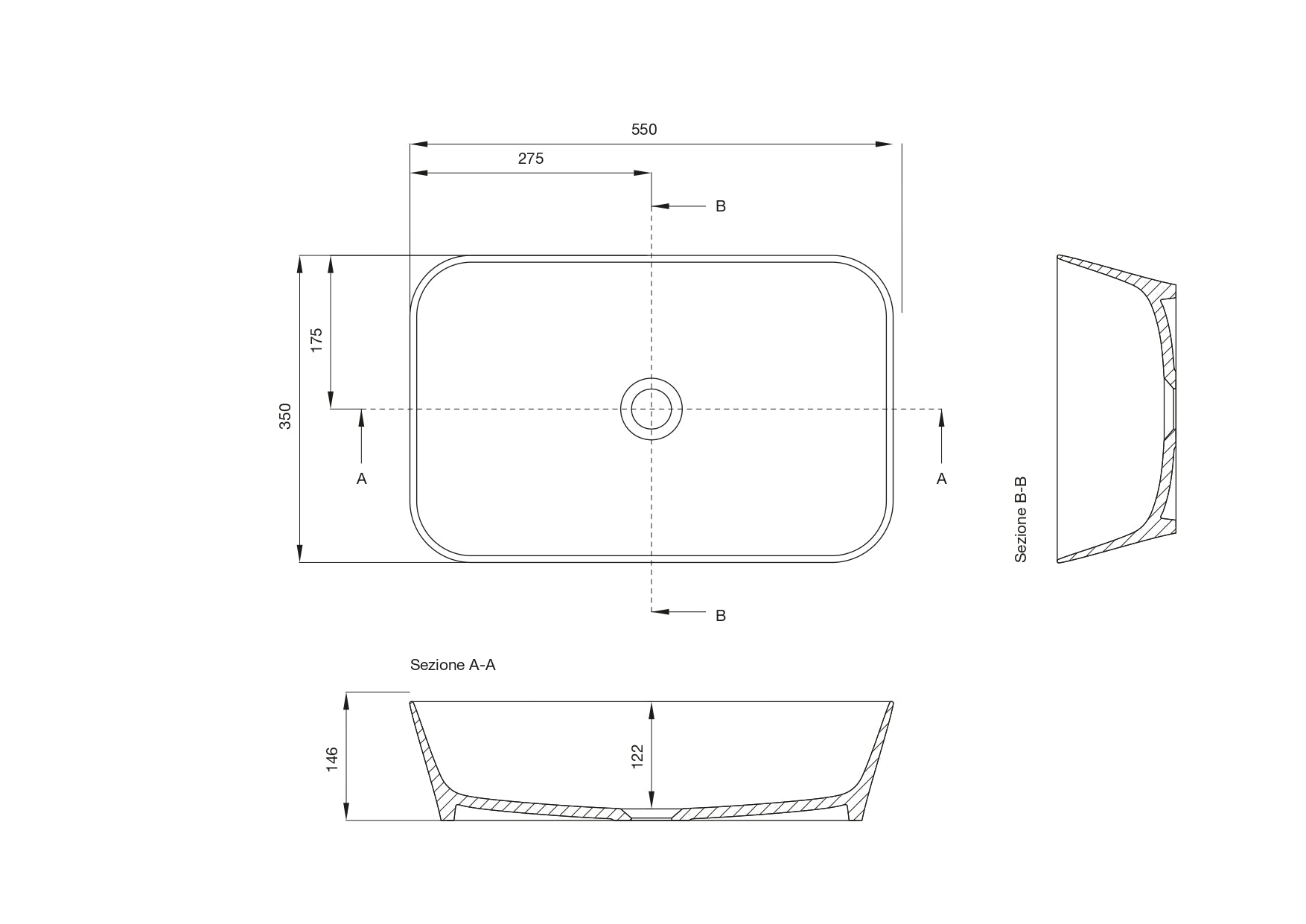 DUBLINO 3 white countertop washbasin 55 x 35