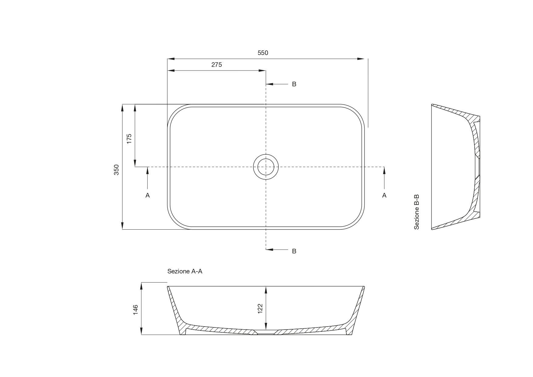 DUBLINO 3 dove gray countertop washbasin 55 x 35