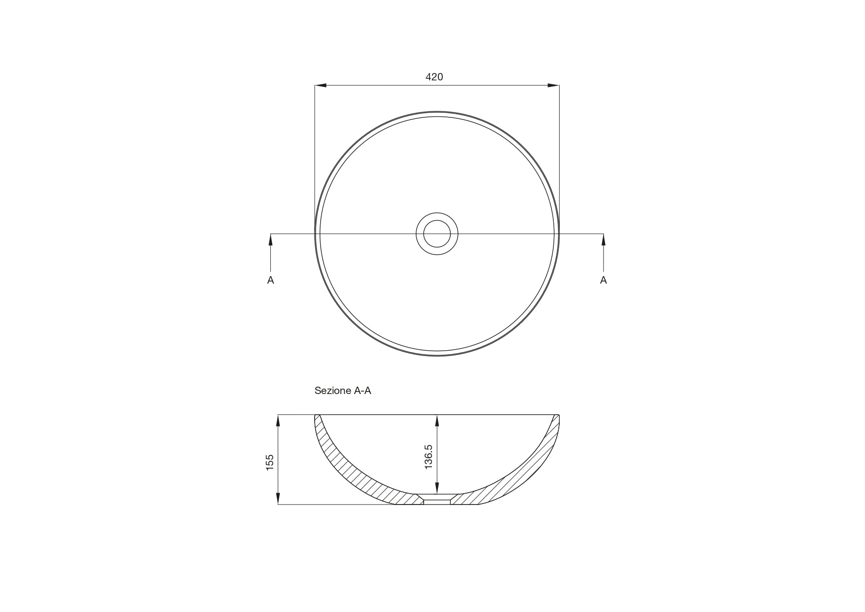 DUBLINO 2 dove gray countertop washbasin