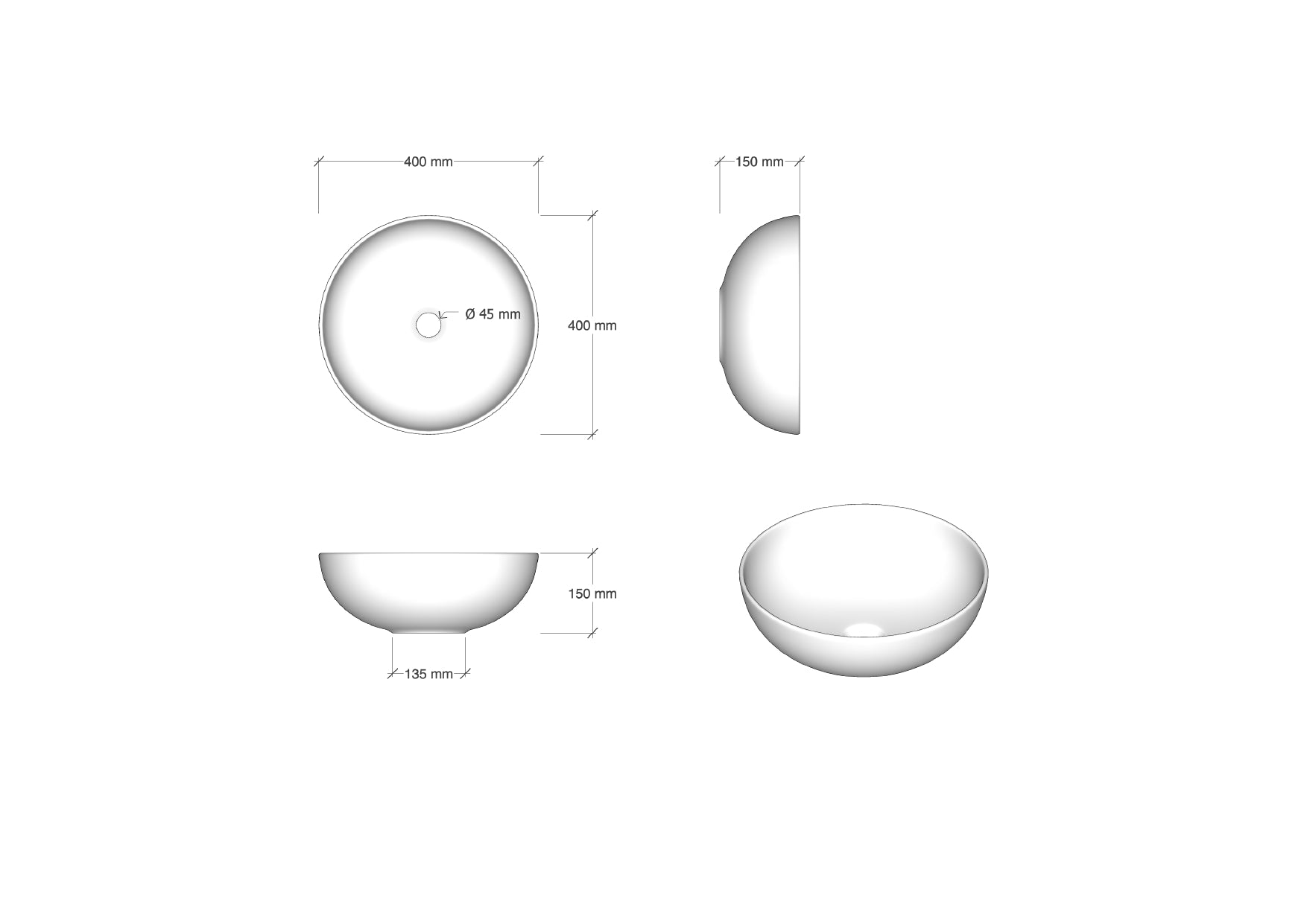 KLEE white countertop washbasin