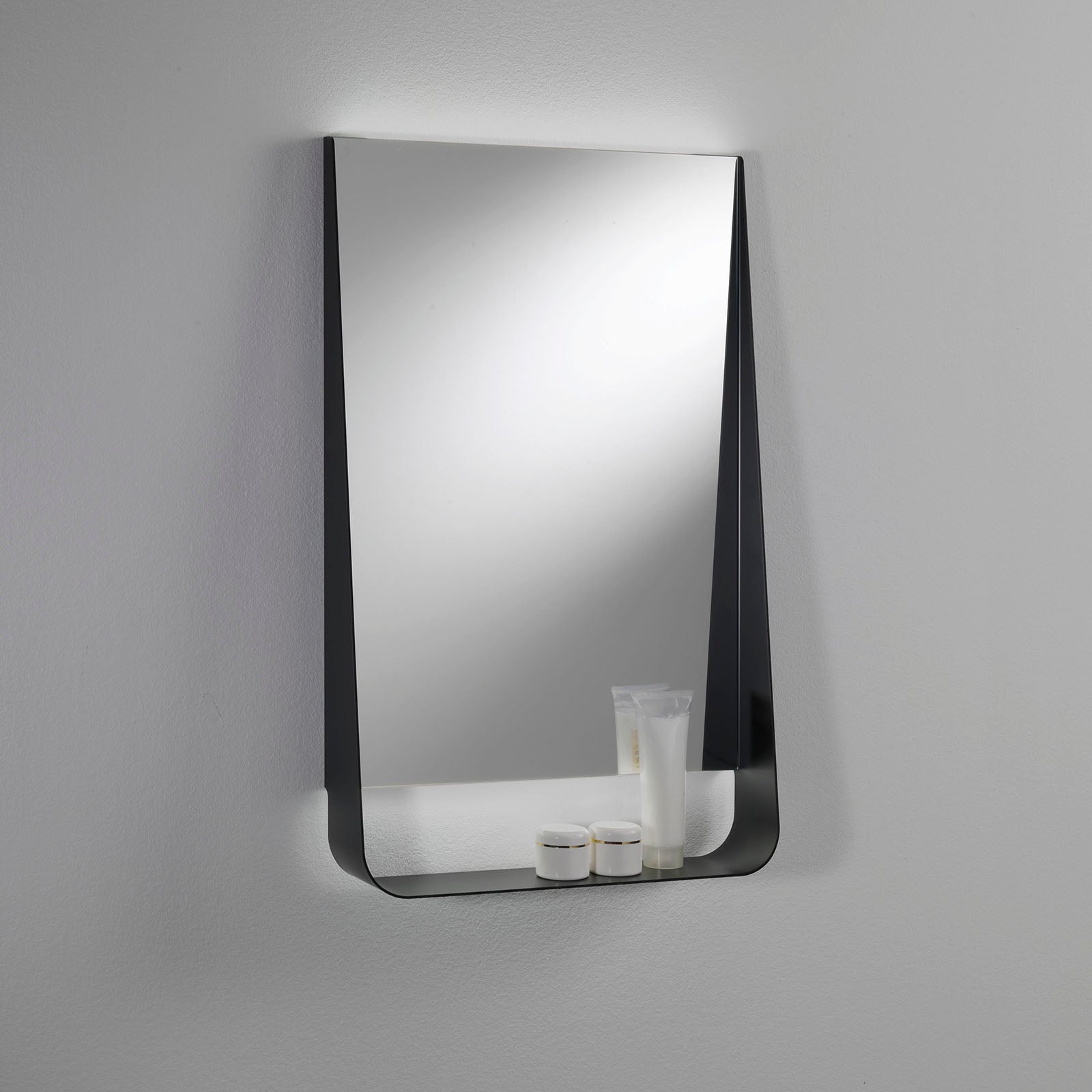 Specchio con mensola e led WING50 nero