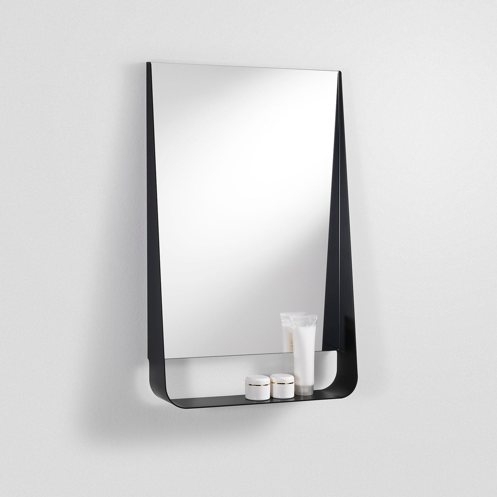 Specchio con mensola e led WING50 nero