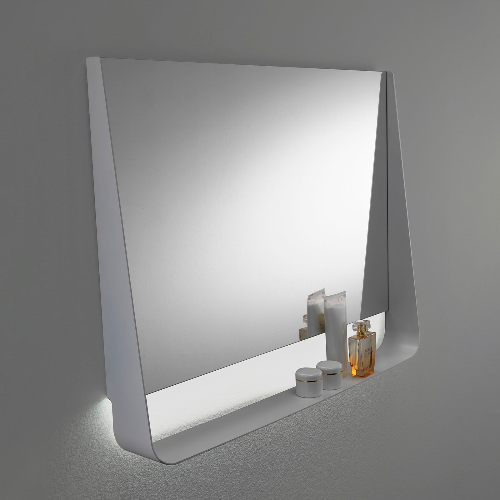 Specchio con mensola e led WING120 bianco