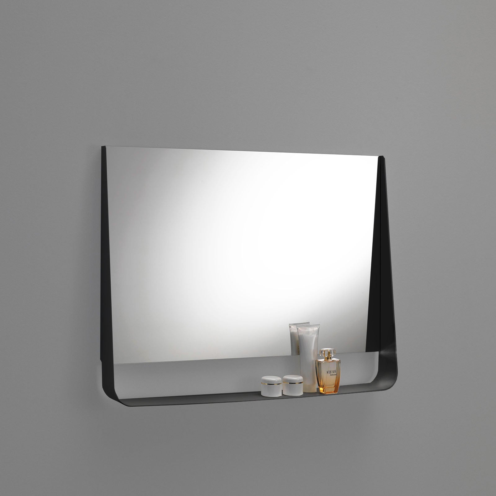 Specchio con mensola e led WING120 nero