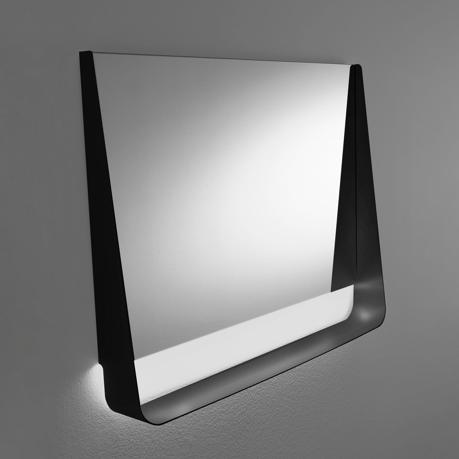 Specchio con mensola e led WING120 nero