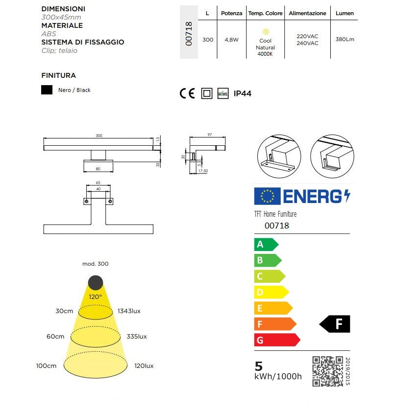 LED-Spiegelleuchte SCHWARZ