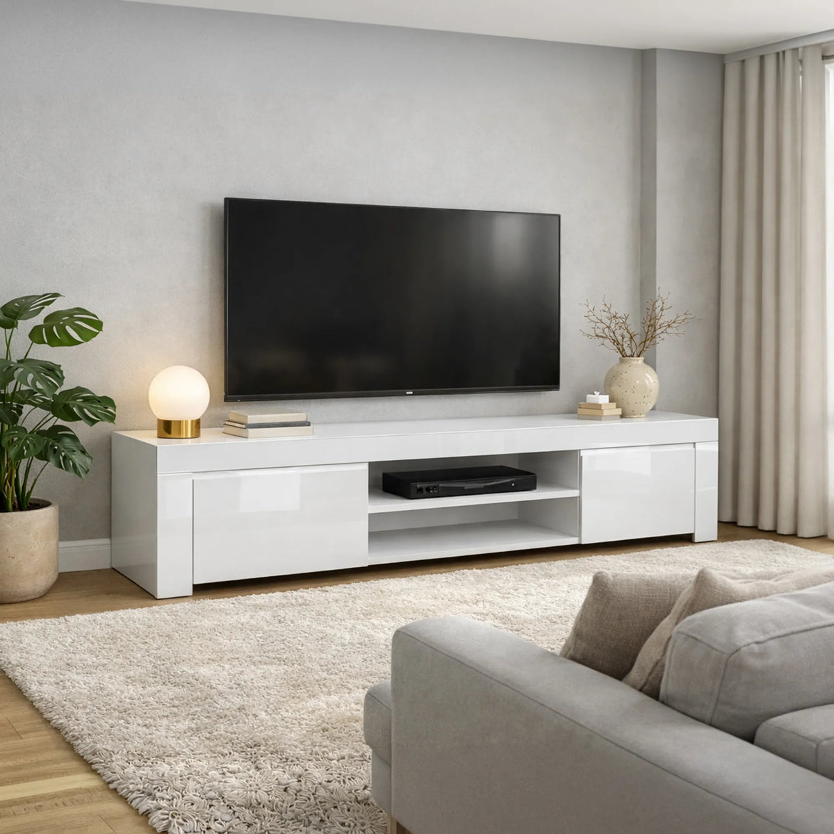 Weißer AMBER-TV-Ständer