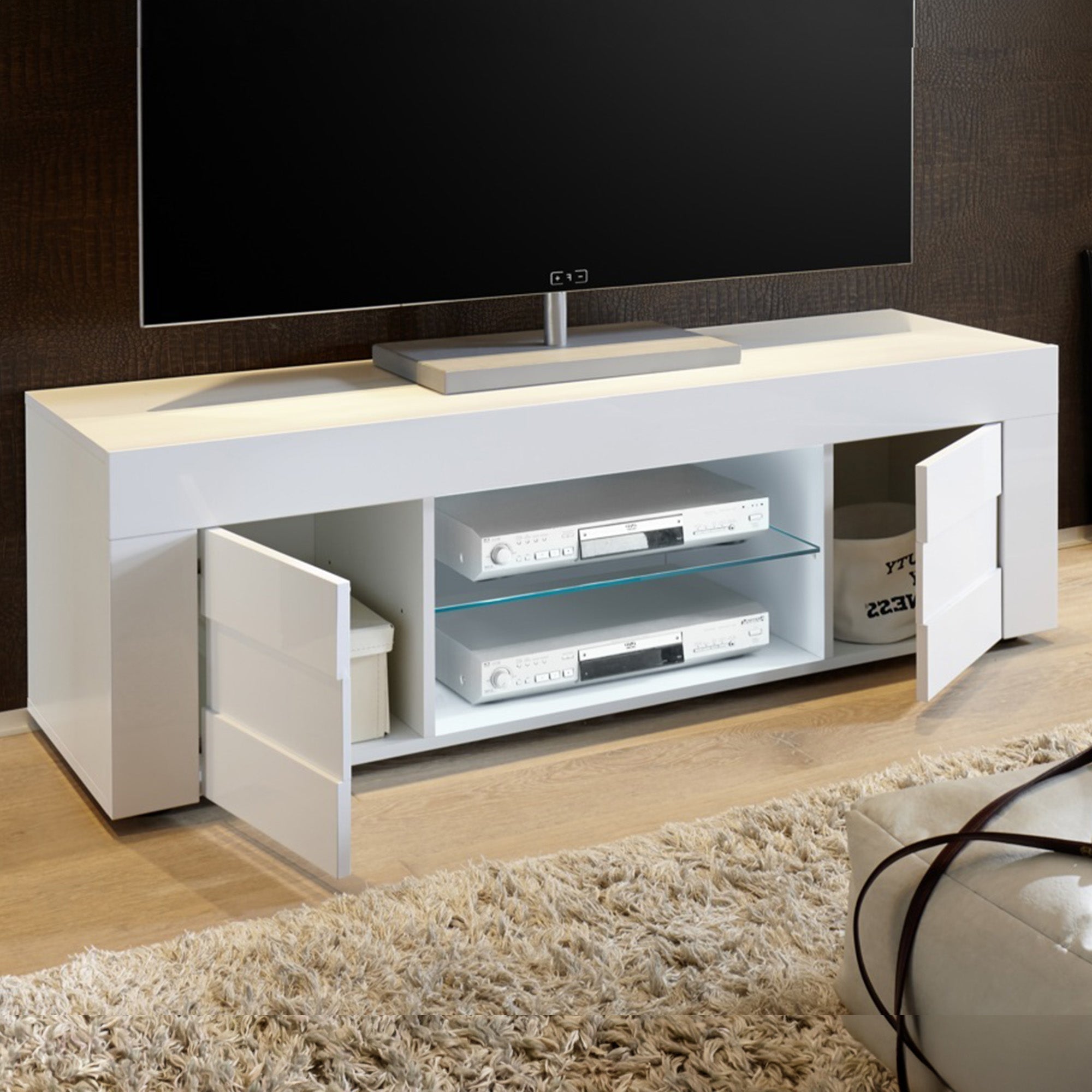 Porta TV BUILD | Bianco/Cemento