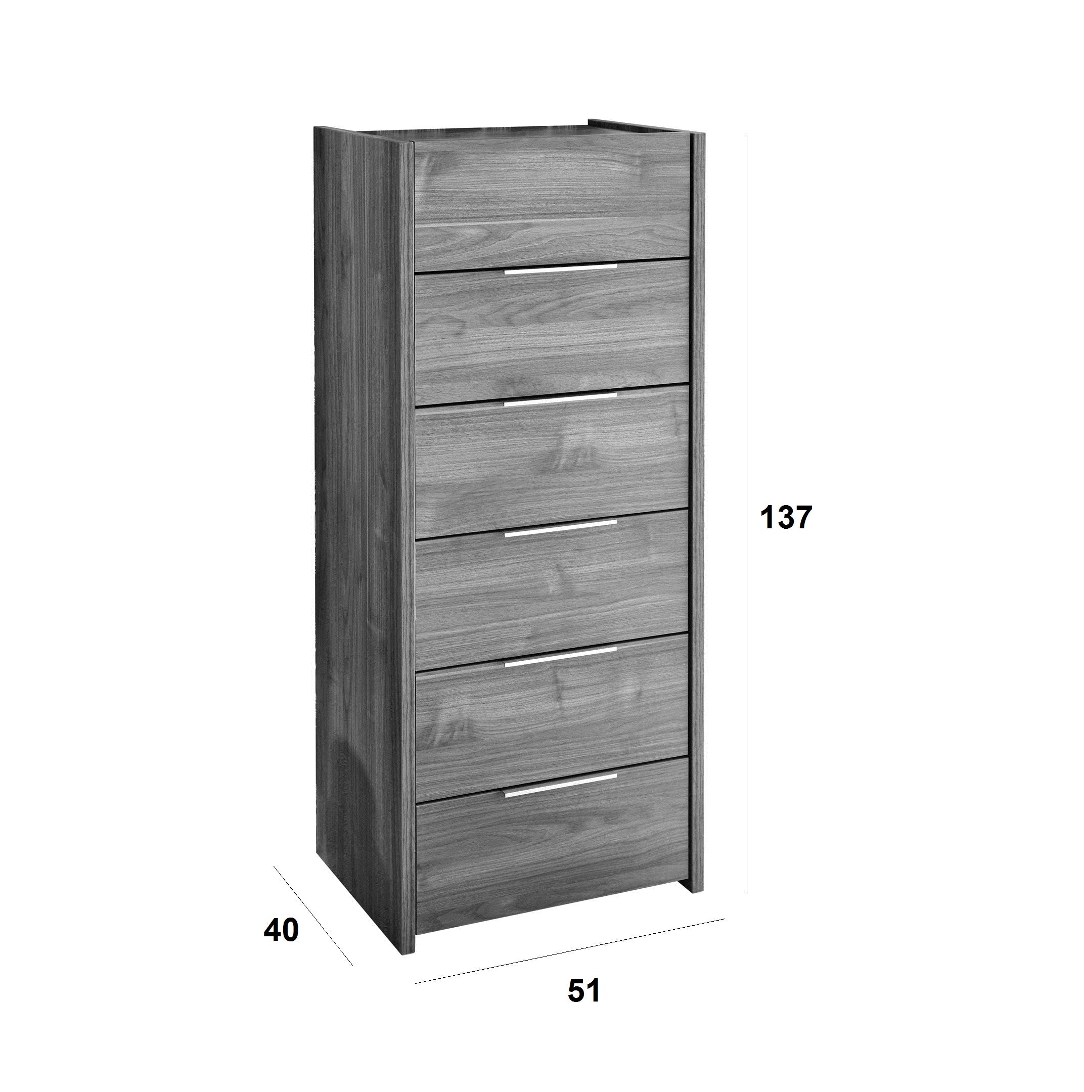 Settimino 6 cassetti DURBAN | Noce scuro